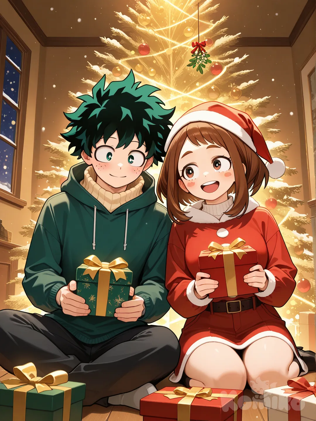 Uraraka Ochako, Midoriya Izuku Celebrando la navidad