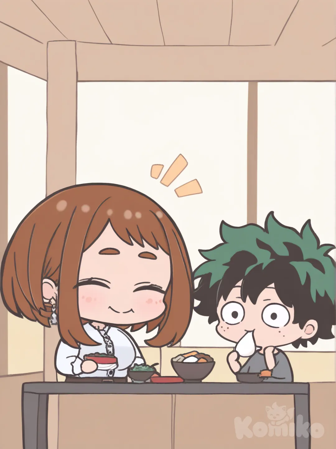 Deku and Uraraka cooking