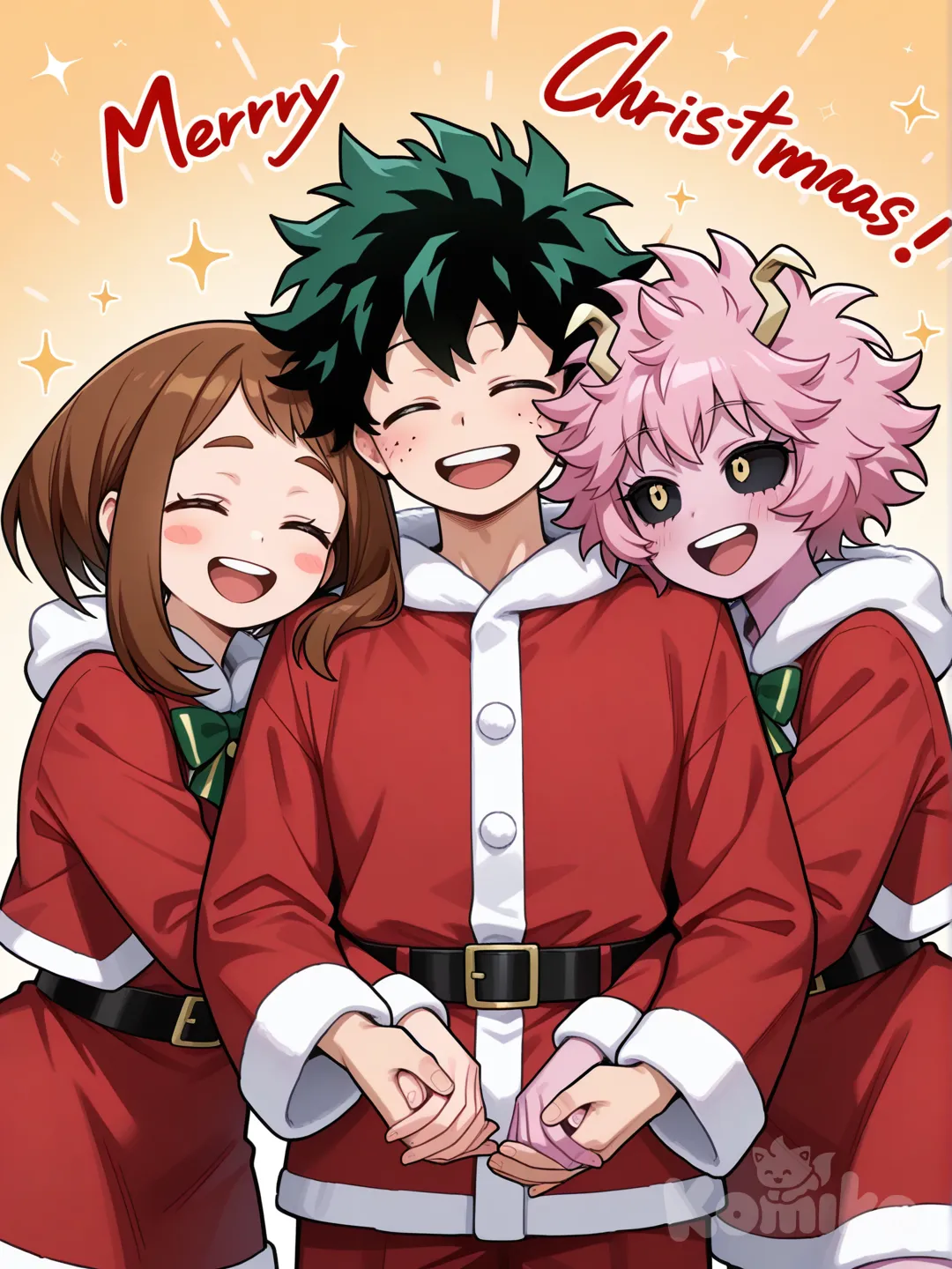 Midoriya, Ochako and Ashido smile !!!