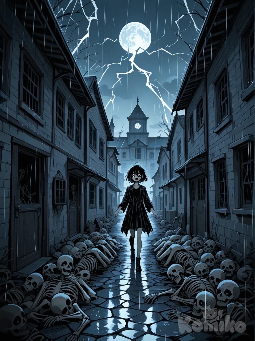 I was struck by lightning, walkin' down the street
I was hit by something last night in my sleep
It's a dead man's party, who could ask for more?
Everybody's comin', leave your body at the door
Leave your body and soul at the door
Don't run away, it's only me
Only me