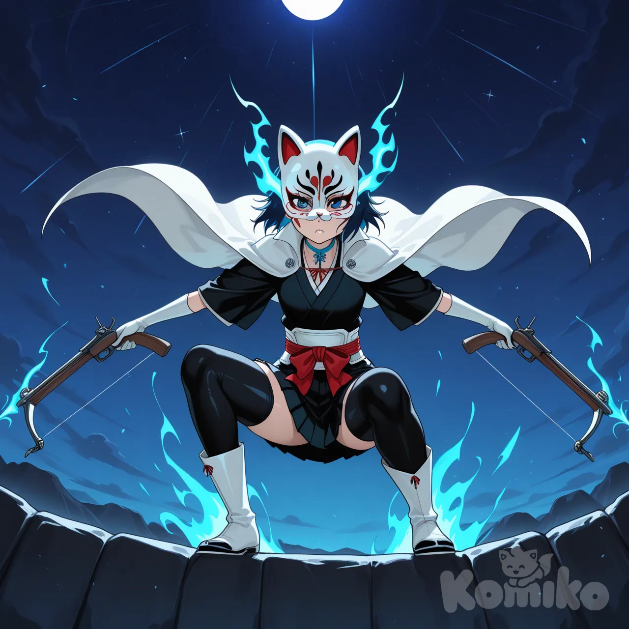 Мир и Сеттинг Аниме и манга Блич 
Мой персонаж Лив Мун поподанец.

Сюжет берëт начало незадолго до вторжения Ичиго Куросаки и его друзей в Сообщество Душ для спасения от казни Кучики Рукии.
В мире живых её звали Оливия Муньес, обычная семнадцатилетняя девушка из Барселоны с необычной внешностью — миниатюрная, с кукольными чертами лица и большими глазами, из-за которых часто казалась моложе своих лет. Её жизнь перевернулась, когда автобус, в котором она ехала на школьную экскурсию, попал в катастрофу.

Очнулась Лив уже в Руконгае, сохранив воспоминания о прошлой жизни. Адаптироваться к новому миру было сложно, пока она случайно не встретила странствующего Квинси, скрывавшегося от преследования Сообщества Душ. Он заметил её необычный духовный потенциал и, будучи одиноким изгнанником, решил передать знания преемнице.

Под его руководством Лив освоила искусство Квинси, но её техника отличалась от традиционной. Вместо обычного духовного лука она создала пару компактных арбалетов, идеально подходящих для её небольших ладоней. В бою она носит маску Кицунэ — память о фестивале в родной Барселоне, где она выступала в похожем костюме в день своей смерти.

В отличие от большинства Квинси, Лив не испытывает ненависти к Шинигами — её учитель не рассказал ей всю историю конфликта. Она считает себя защитницей душ, истребляющей Пустых, и мечтает однажды найти способ вернуться в мир живых.

После странной смерти своего учителя (она подозревает, что это дело рук таинственных людей в чёрных одеждах), Лив обосновалась на границе между Руконгаем и Серейтеем. Там она занимается сбором информации и слухов, пытаясь понять устройство Сообщества Душ.

Недавно внимание Лив привлекли слухи о казни Шинигами по имени Кучики Рукия, нарушившей какие-то важные законы Сообщества Душ. В происходящем ей чудится что-то неправильное, и Лив решает проникнуть в Серейтей, чтобы разобраться в ситуации. Возможно, это даст ей ответы о судьбе учителя... или о способе вернуться домой.