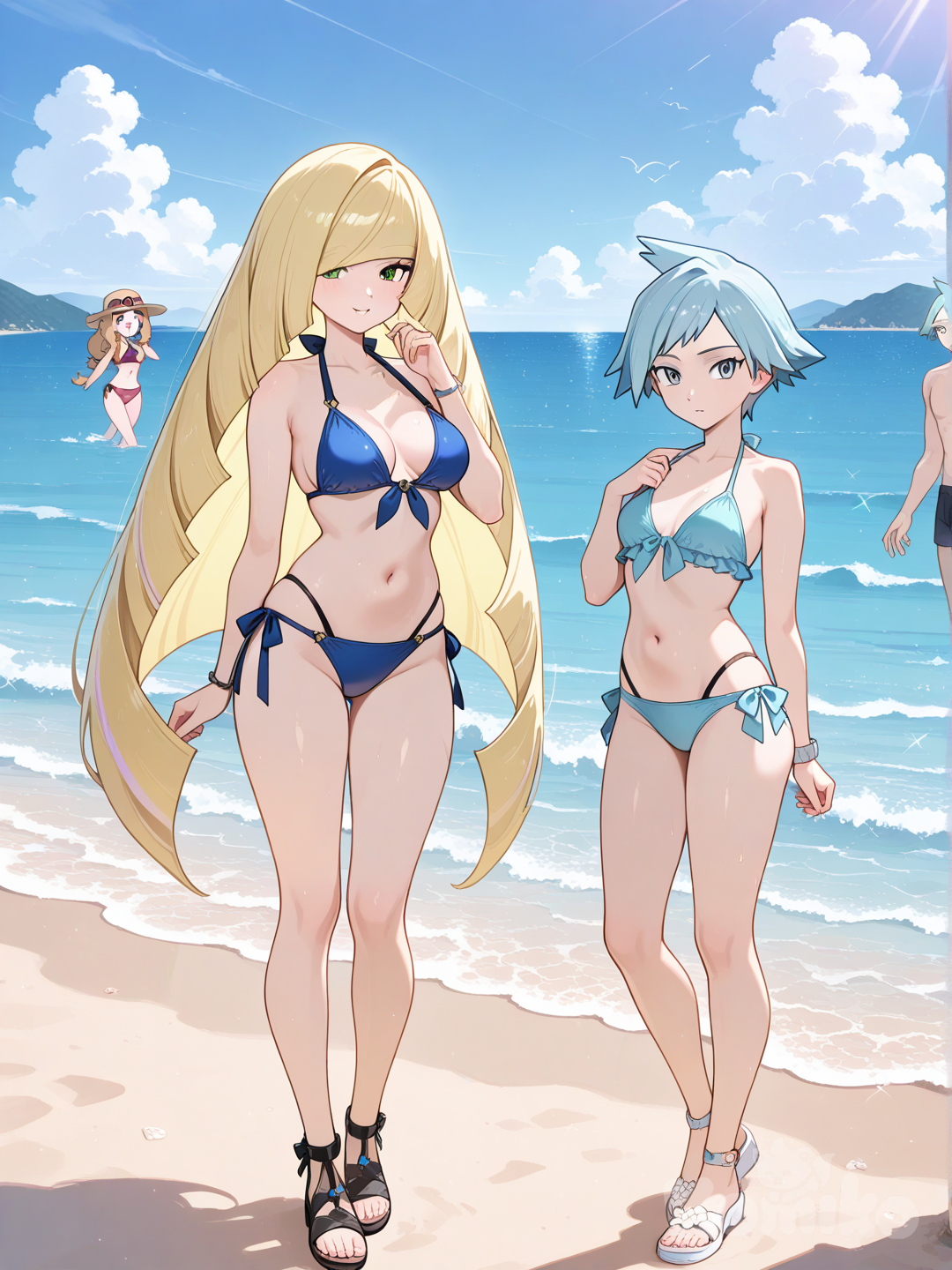 Lusamine and Steven Stone(female version) 