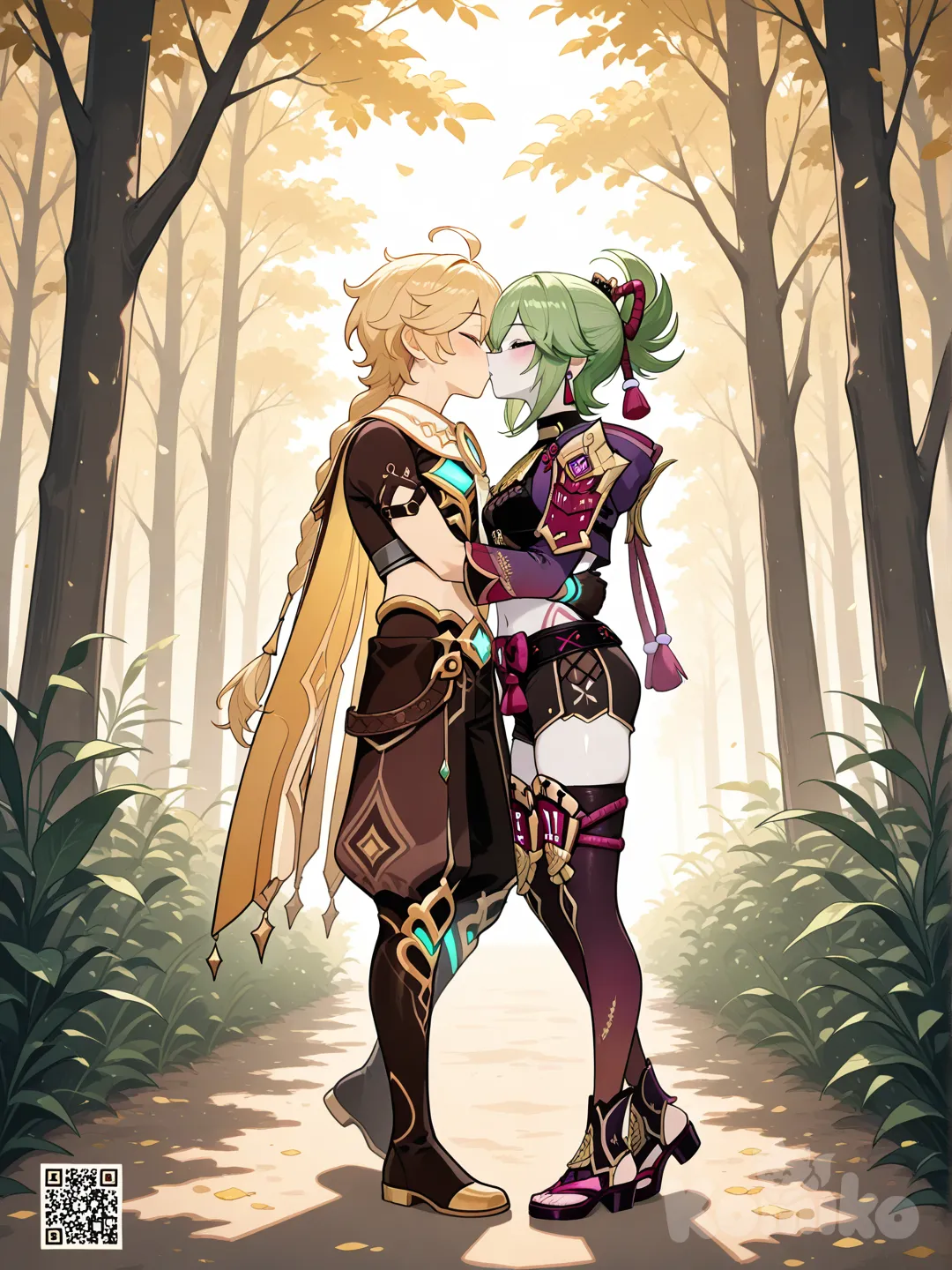 Aether kissing Kuki Shinobu