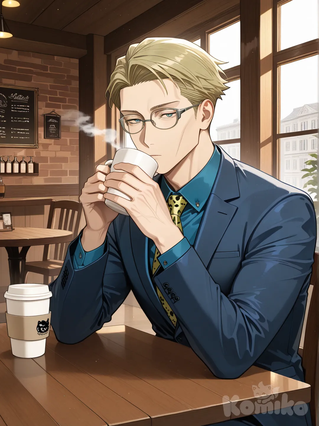 @Nanami_Kento, tomando café em uma cafeteria