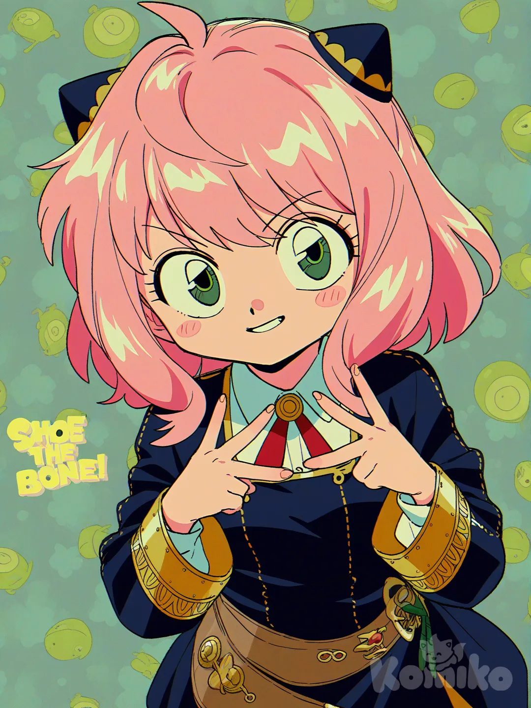 Anya (Spy X Family), v sign, [90s-shojo-style]