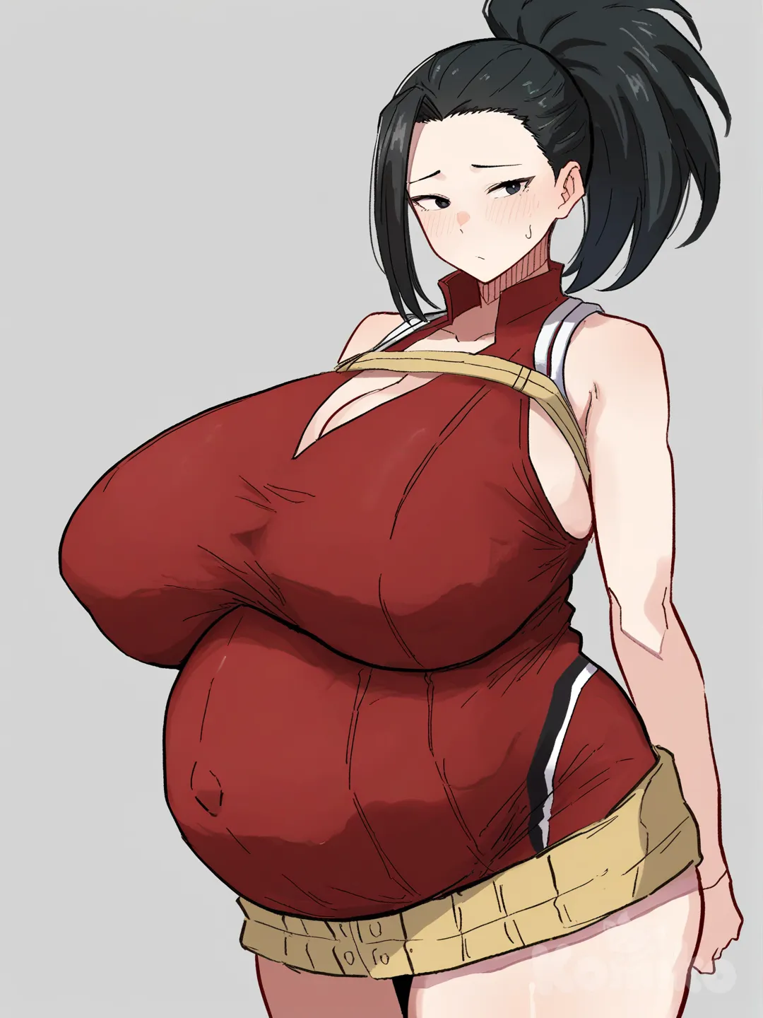 @Yaoyorozu_Momo, [hentai-style] беременная и с 10-м размером груди