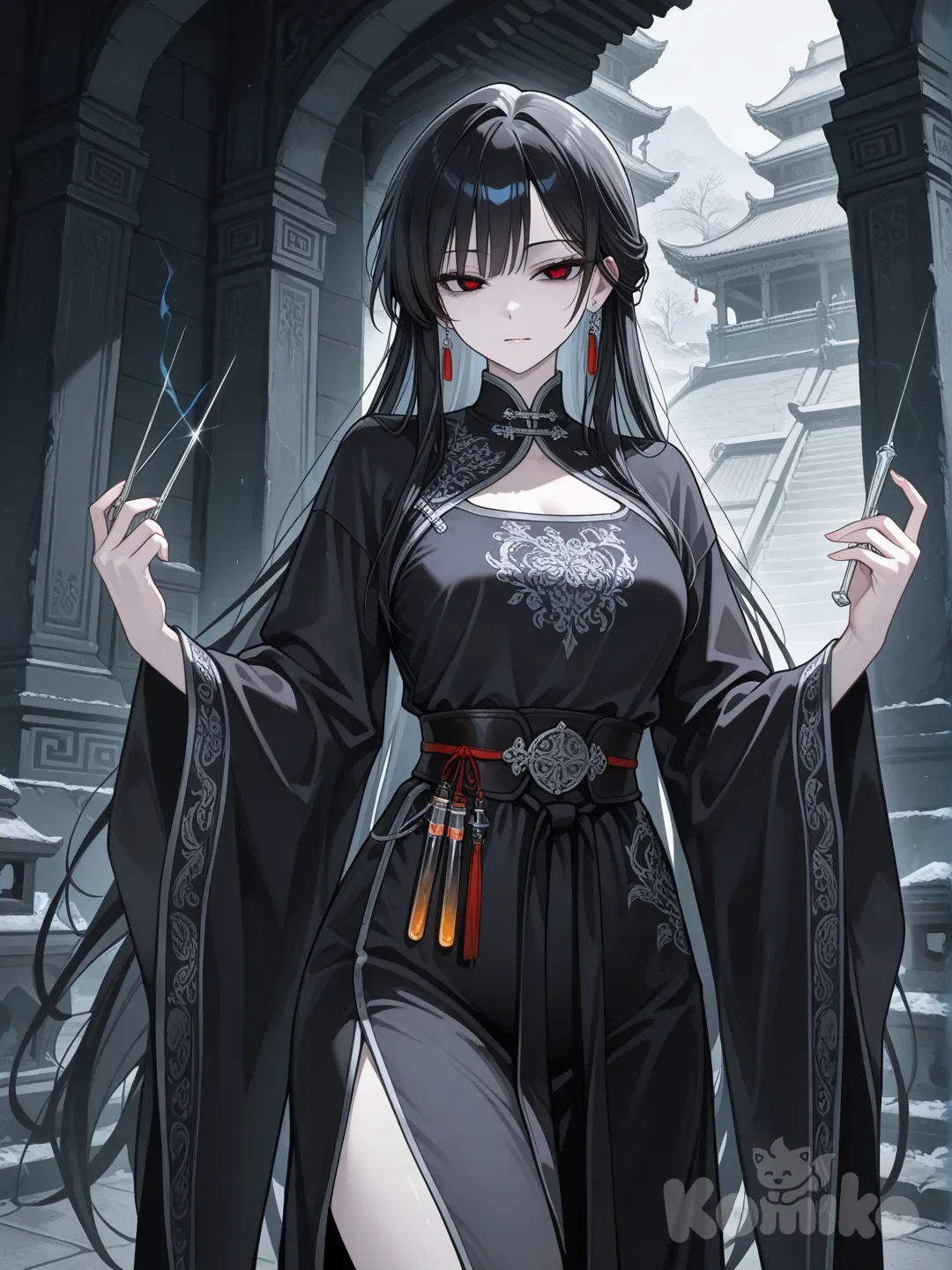 CHARACTER PROFILE – LI MOCHOU (李莫愁)

Name: Li Mochou
Chinese Name: 李莫愁
Gender: Female
Series: The Return of the Condor Heroes (神雕侠侣)
Author: Jin Yong (Kim Dung)
Affiliation: Ancient Tomb Sect (Former)
Role: Antagonist / Tragic Villain

--------------------------------
BACKGROUND
--------------------------------
Li Mochou was originally a disciple of the Ancient Tomb Sect. Due to emotional trauma caused by betrayal in love, she abandoned the sect’s principles and became a feared figure in the martial world. Her life is defined by obsession, hatred, and emotional extremism.

She represents the tragic outcome of love twisted into resentment, serving as a dark mirror to Xiaolongnü.

--------------------------------
APPEARANCE
--------------------------------
- Exceptionally beautiful facial features
- Cold and sharp eyes, often carrying deep resentment
- Slender yet mature feminine figure
- Commonly dressed in Taoist-style robes or pale-colored garments
- Overall aura: eerie, elegant, dangerous

--------------------------------
PERSONALITY
--------------------------------
- Emotionally extreme, obsessive
- Ruthless and merciless toward enemies
- Deeply traumatized by romantic betrayal
- Intelligent, calculating, but psychologically unstable
- Internally lonely and tragic

--------------------------------
MARTIAL ARTS & SKILLS
--------------------------------
- Jade Maiden Heart Sutra (Incomplete)
- Bingpo Silver Needles (signature poisoned hidden weapon)
- Exceptional Qinggong (lightness skill)
- Profound internal energy
- Highly skilled in poison techniques

Combat Level:
Top-tier martial artist, feared even among senior experts.

--------------------------------
SIGNATURE WEAPONS & ITEMS
--------------------------------
- Bingpo Silver Needles (highly lethal poison)
- Various toxic substances
- Ancient Tomb Sect Taoist robes

--------------------------------
RELATIONSHIPS
--------------------------------
- Lu Zhanyuan: Former lover, source of emotional collapse
- Xiaolongnü: Junior sister (ideological opposite)
- Yang Guo: Frequent adversary

--------------------------------
THEMATIC SYMBOLISM
--------------------------------
- Love turning into hatred
- Obsession and emotional destruction
- The thin line between righteousness and evil
- Tragic femininity in Jin Yong’s universe

--------------------------------
STORY OUTCOME
--------------------------------
Li Mochou meets a tragic end, consumed by her own hatred. Her fate reinforces Jin Yong’s recurring theme of karma and emotional attachment as sources of suffering.

--------------------------------
REFERENCE LINKS
--------------------------------
Wikipedia (English):
https://en.wikipedia.org/wiki/Li_Mochou

Wikipedia (Chinese):
https://zh.wikipedia.org/wiki/李莫愁

Jin Yong Wiki (Fandom):
https://jin-yong.fandom.com/wiki/Li_Mochou

Baidu Baike:
https://baike.baidu.com/item/李莫愁

Original Novel:
The Return of the Condor Heroes – Jin Yong

--------------------------------
NOTES
--------------------------------
- Exact age is never explicitly stated in the original novel.
- Character portrayal varies slightly across TV drama adaptations.