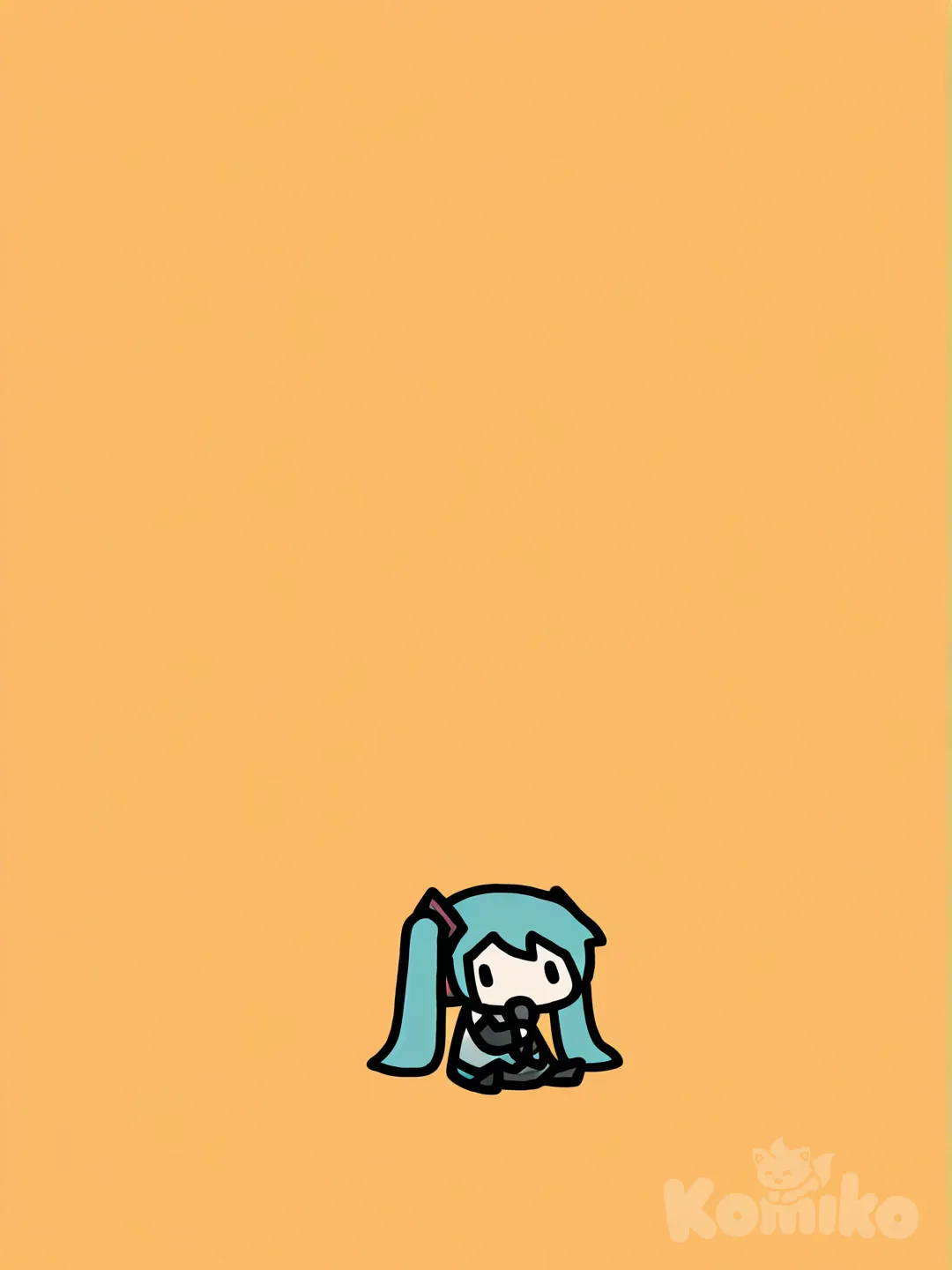 @Hatsune_Miku, [doodle-style], sitting, on floor, holding microphone