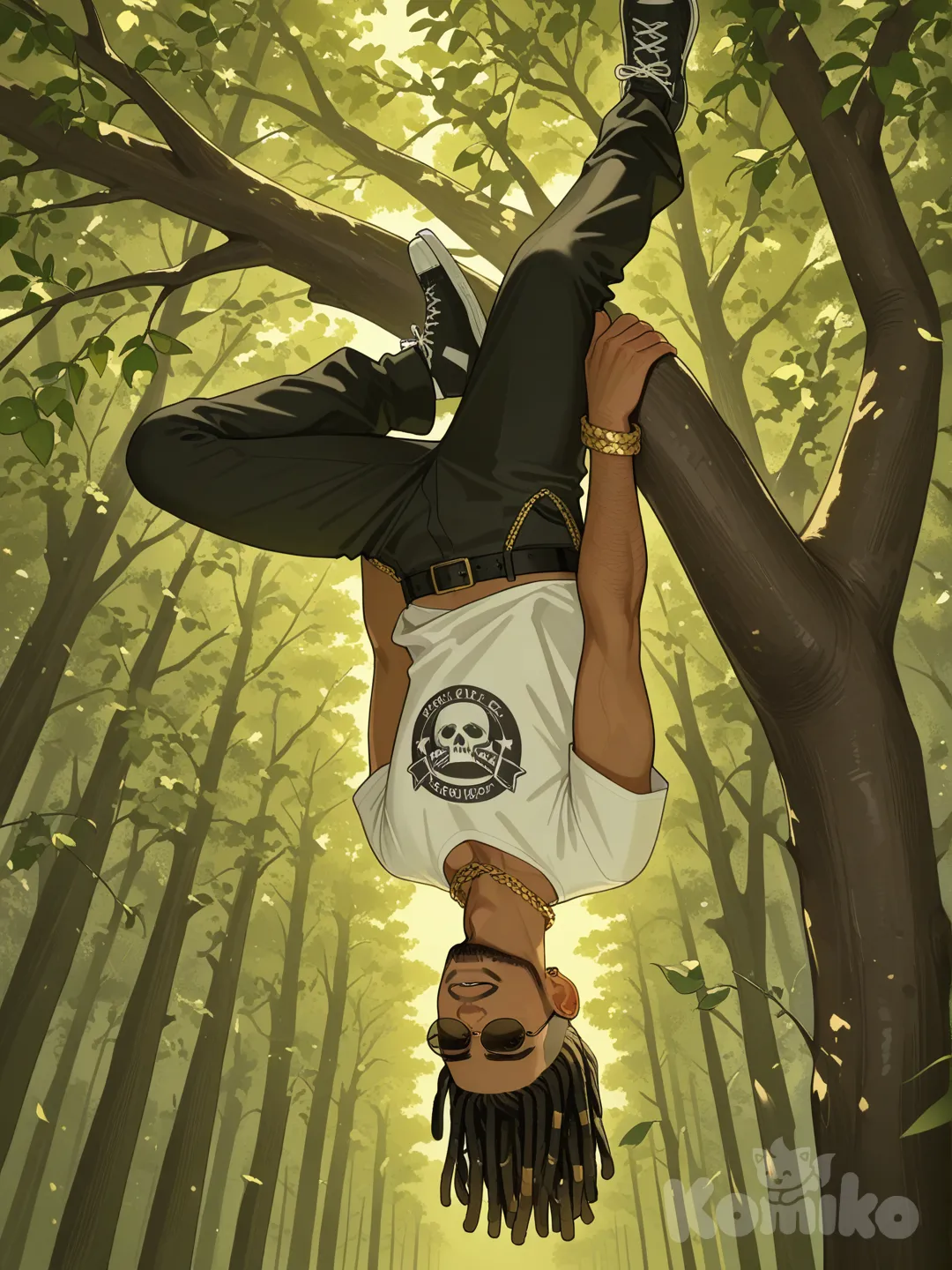 snoop dogg upside down on a tree