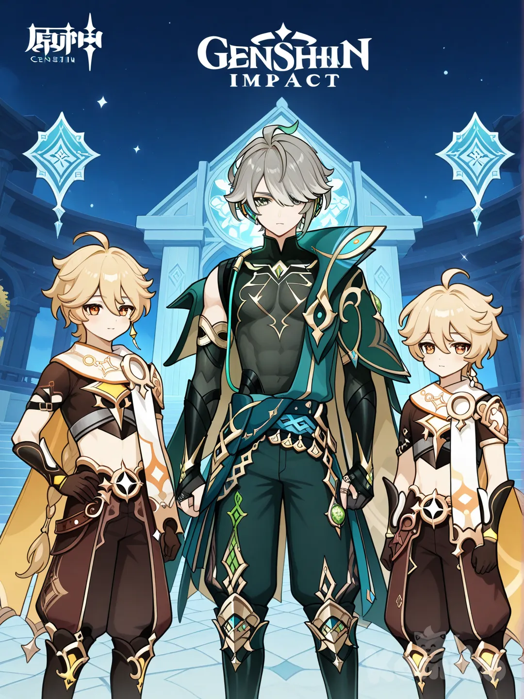 @Aether_(Genshin_Impact), @Albedo_(Genshin_Impact), @Alhaitham_(Genshin_Impact)