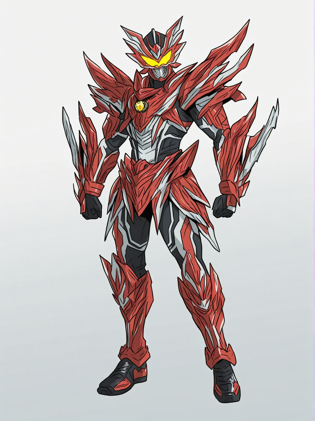 A Solarpunk-Cyberpunk-Vaporwave Dragonic Kamen-Sentai Warrior