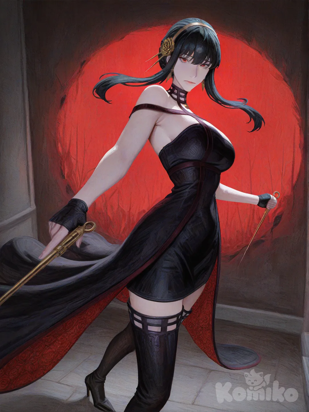 @Yor_Briar, [gothic-oil-painting-style], holding gun