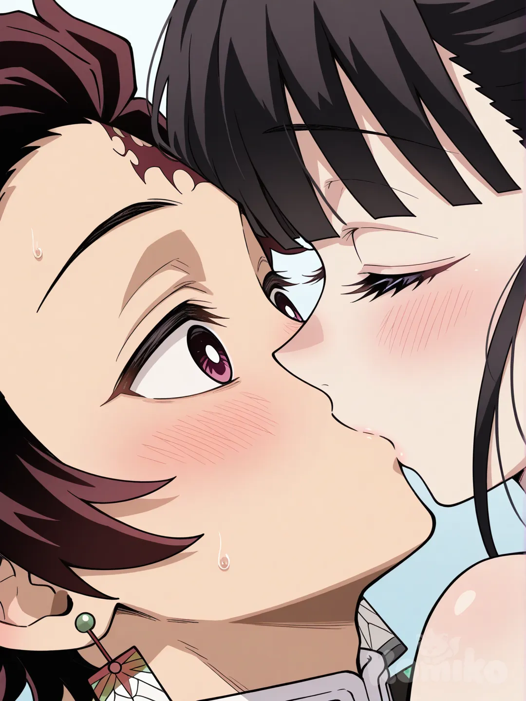 kissing, @Tsuyuri_Kanao, @Kamado_Tanjirou
