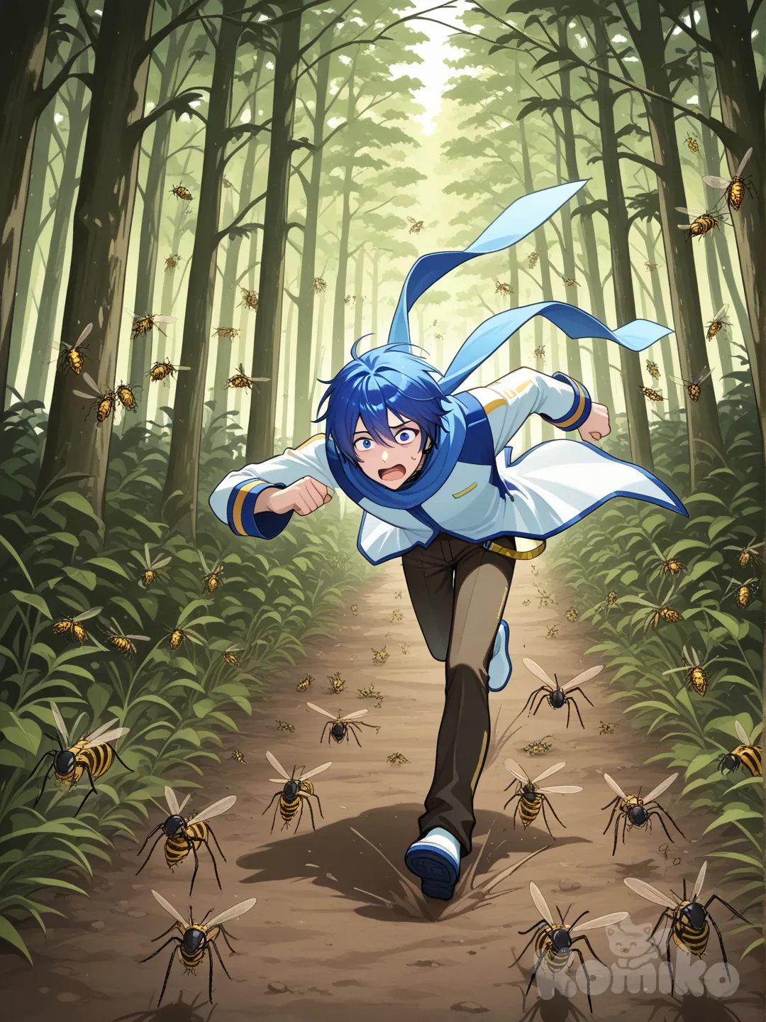 @Kaito_(Vocaloid)被一大群黃蜂追