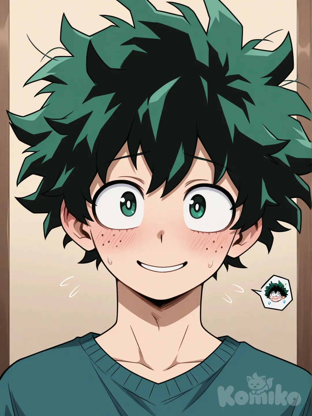 @Midoriya_Izuku male focus, nervous smile