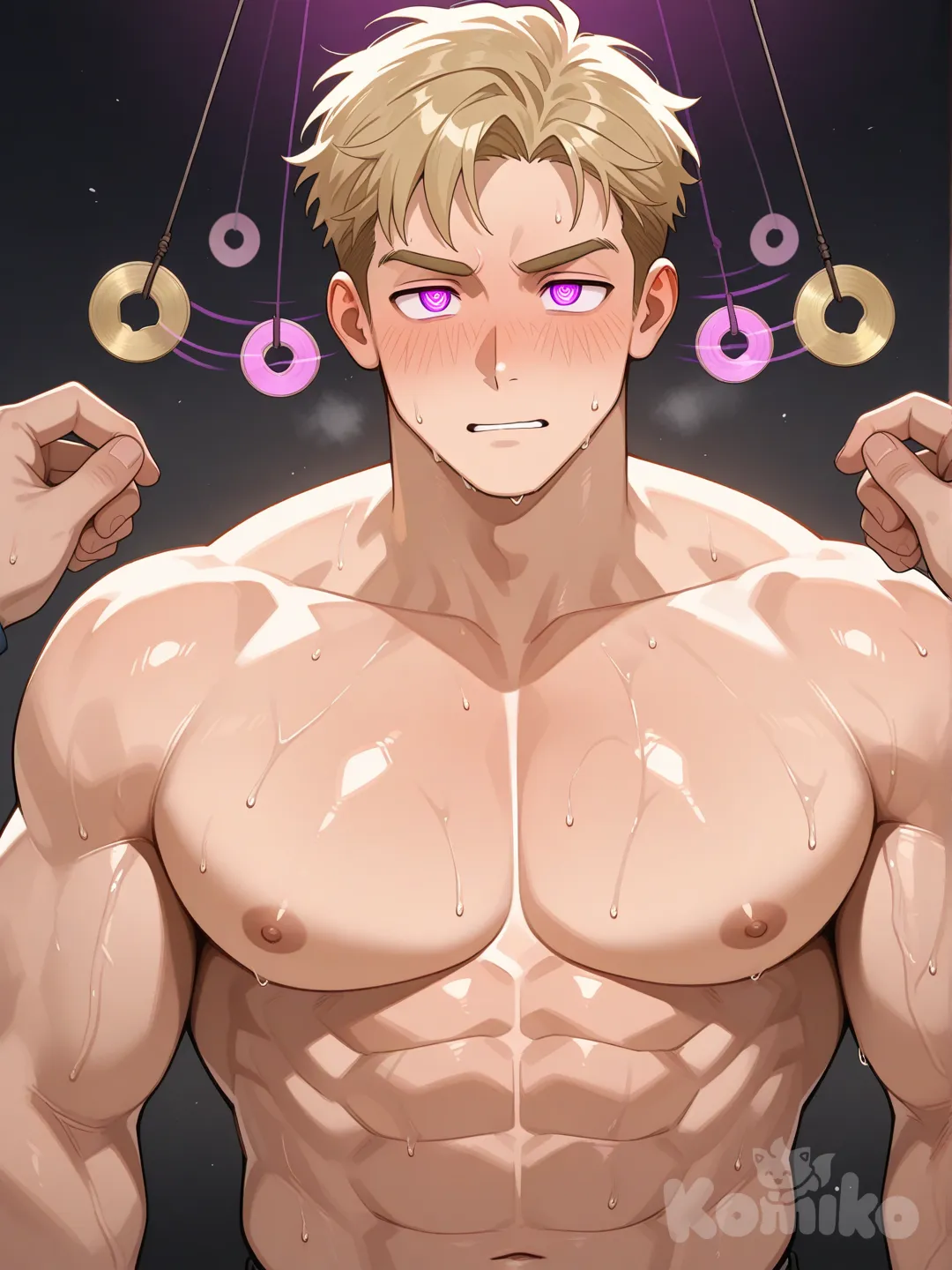 muscular male, hypnosis, bara, 