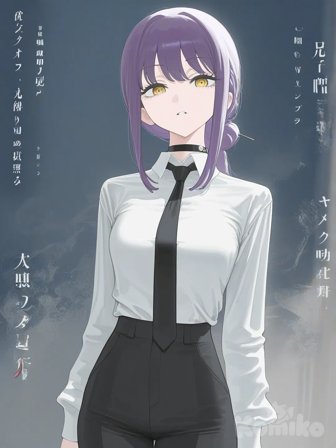 fusion, makima (chainsaw man), reze (chainsaw man), [vibrant-anime-style]