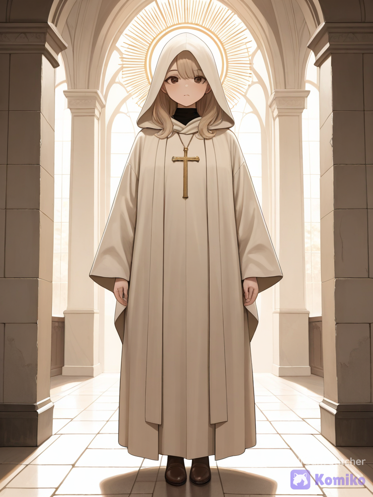 Male Dirty blonde haired, with dark brown eyes wearing bishop robes