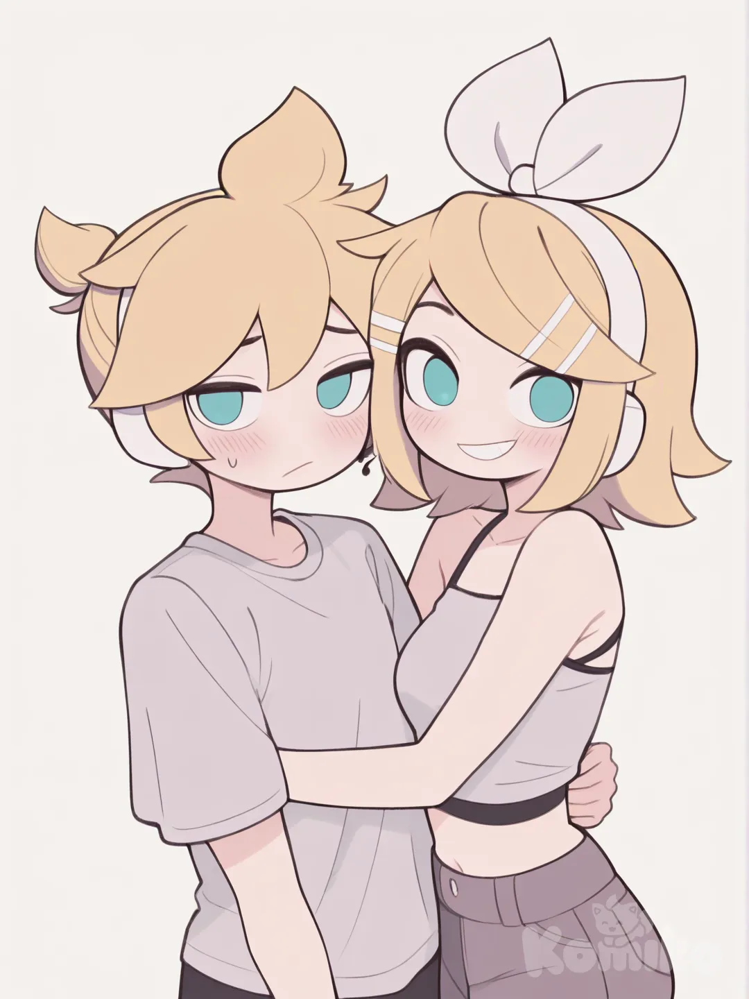 Rin & Len hugging