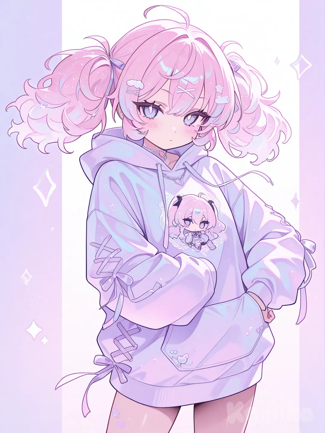 anime girl, soft pastel palette