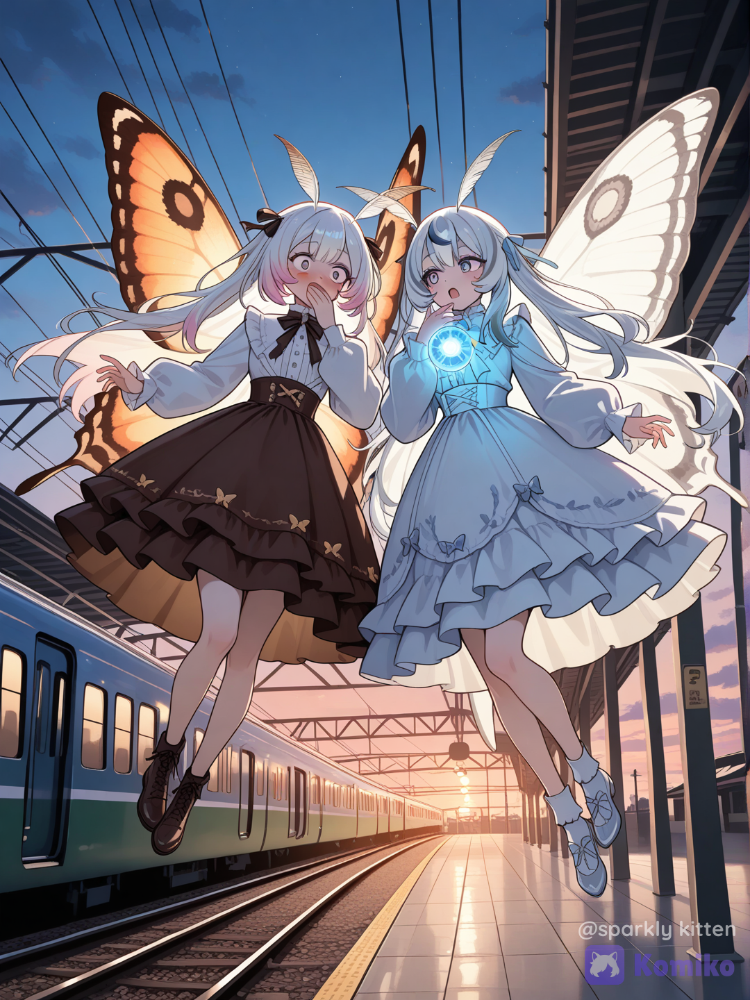 Moth girl meets Butterfly girl at Mudou Train Station