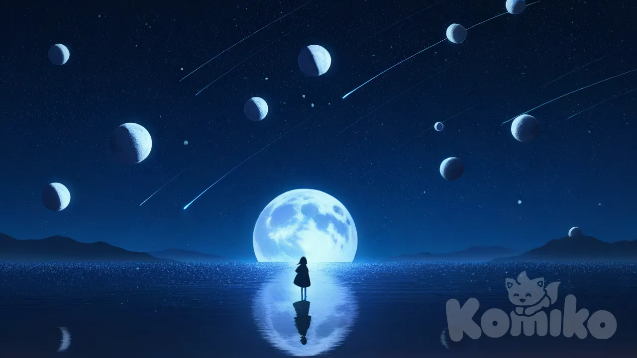 A sky dotted with 400 moons of different sizes and brightness