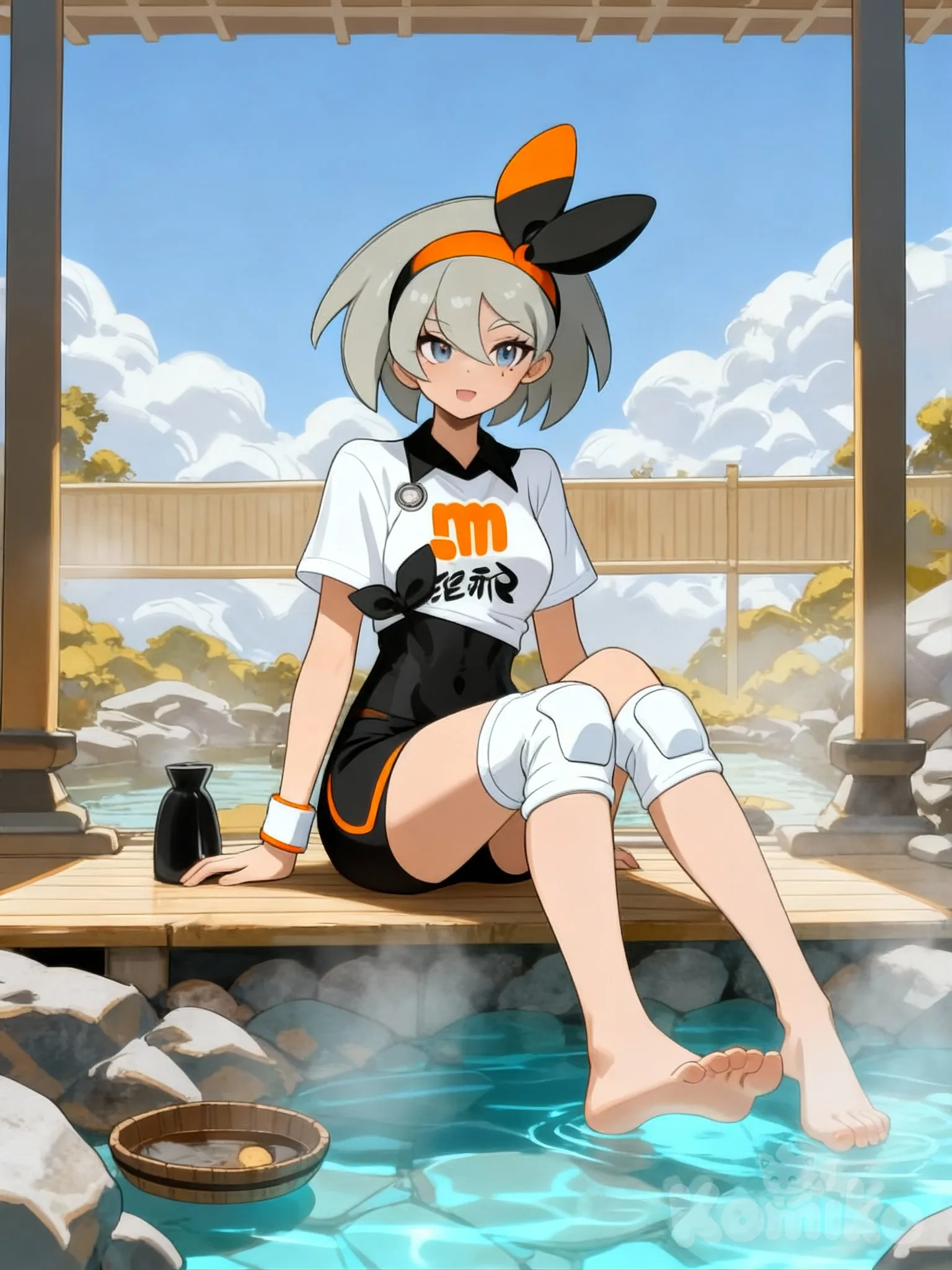 nhận vật @Bea_(Pokemon) chuẩn bị tắm