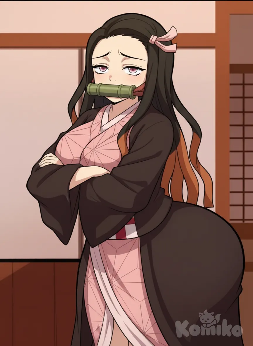 Que la chica tenga los brazos cruzados y con ojos entre cerrados y que tenga cara de confusión