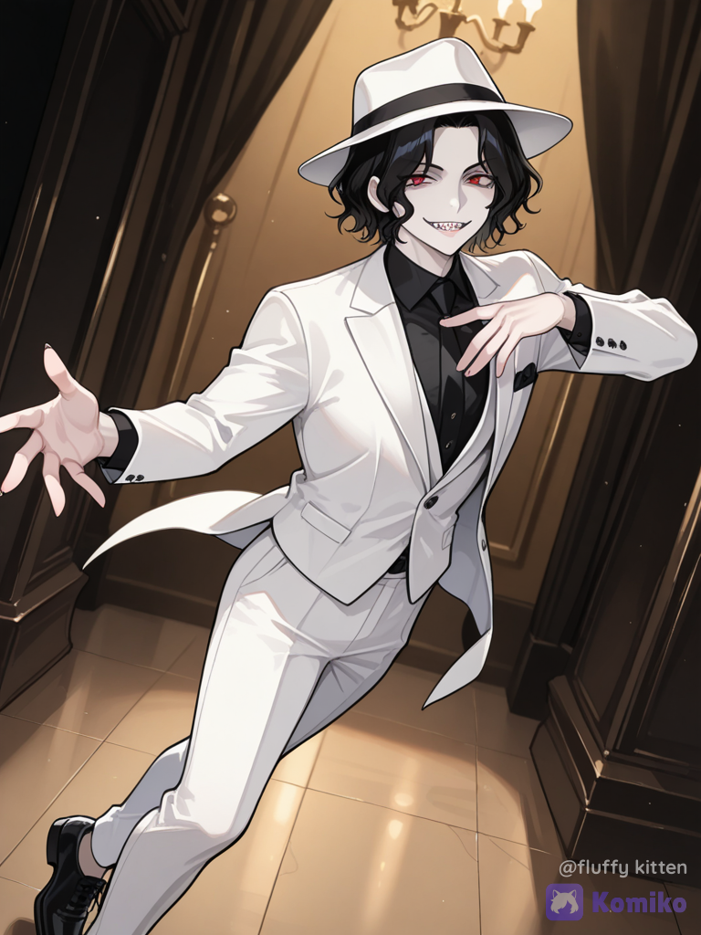 @Kibutsuji_Muzan, Transformed into Michael Jackson with the Smooth Criminal outfit