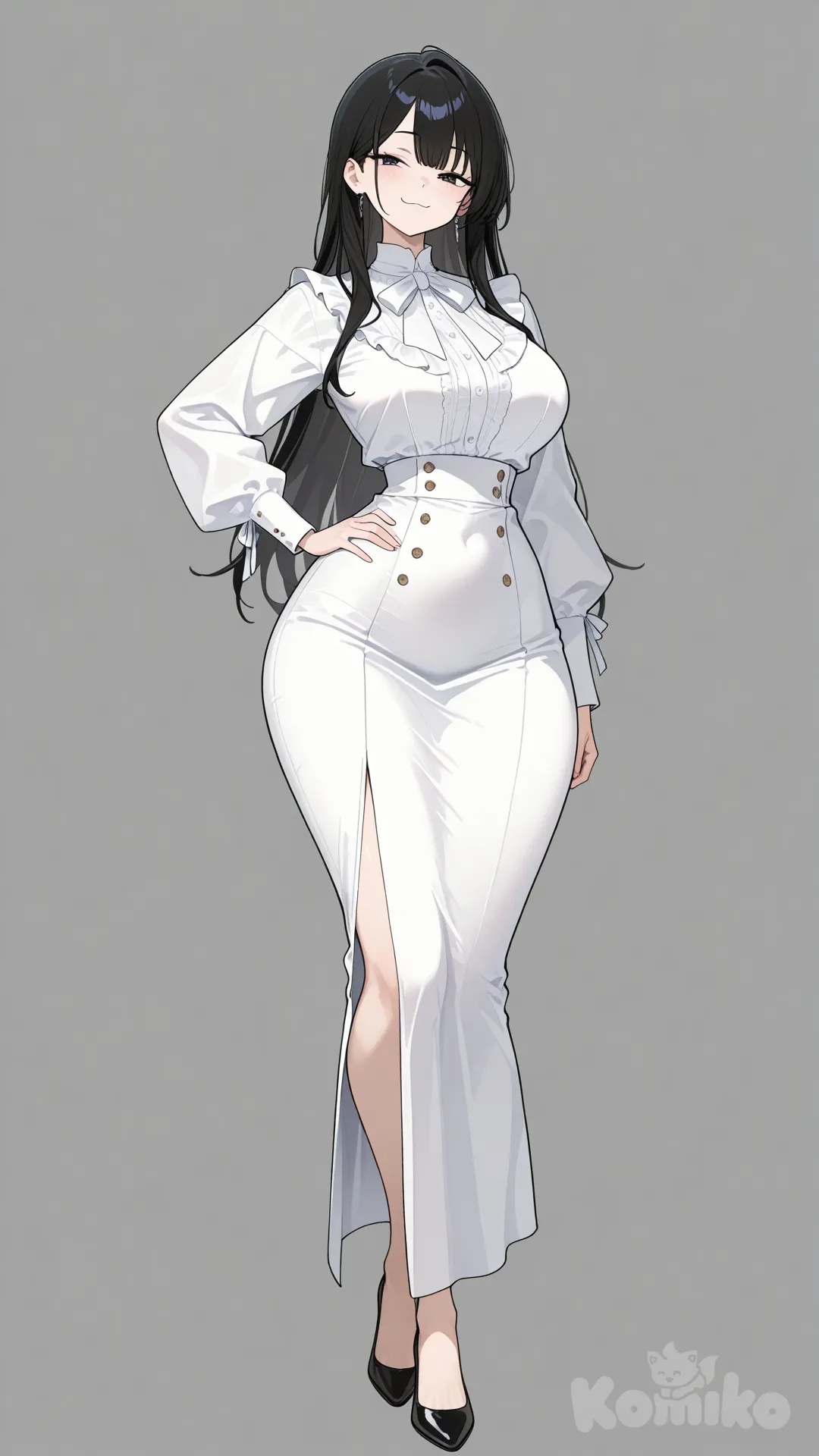 Tiểu thư kiêu ngạo tóc đen
Tay chống eo thân hình đẹp