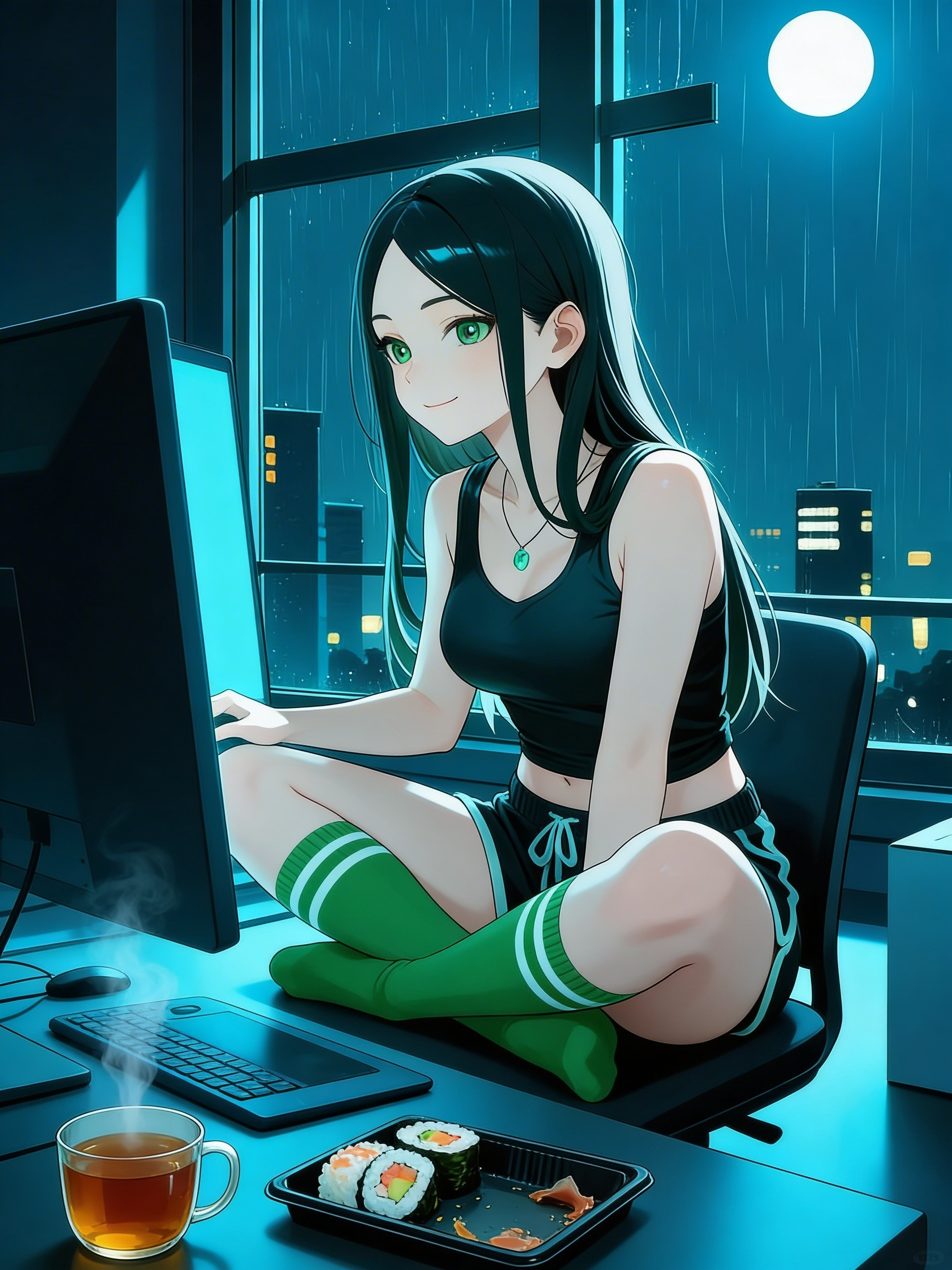 Late Night Animating Session on a Rainy Day