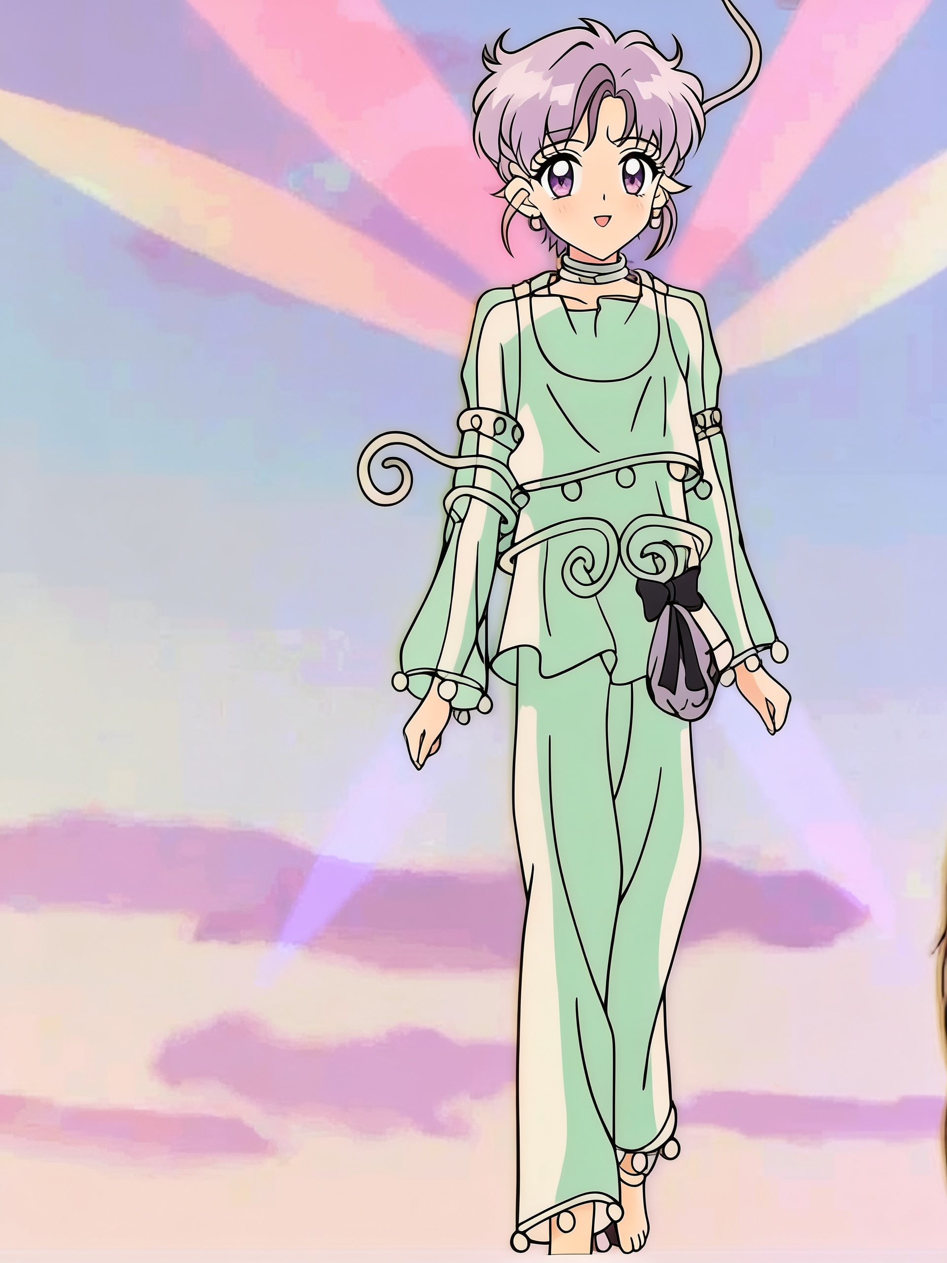 Use the image but give a cuter/ anime look with more pretty eyes. Make sure to add all the details from the image as well.