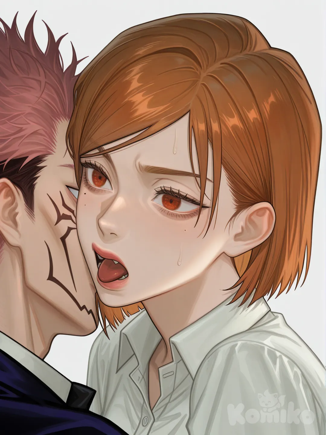 @Kugisaki_Nobara, @Ryoumen_Sukuna_(Jujutsu_Kaisen), [digital-painterly-style]