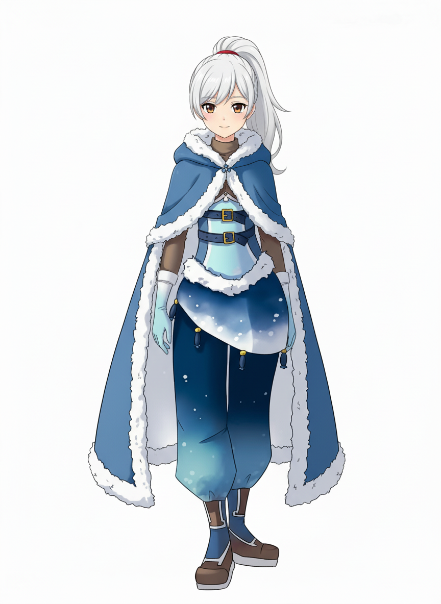 1girl, fuse together, both arms down, hood down, solo, single character, full body, looking at viewer, anime style, simple background, white background