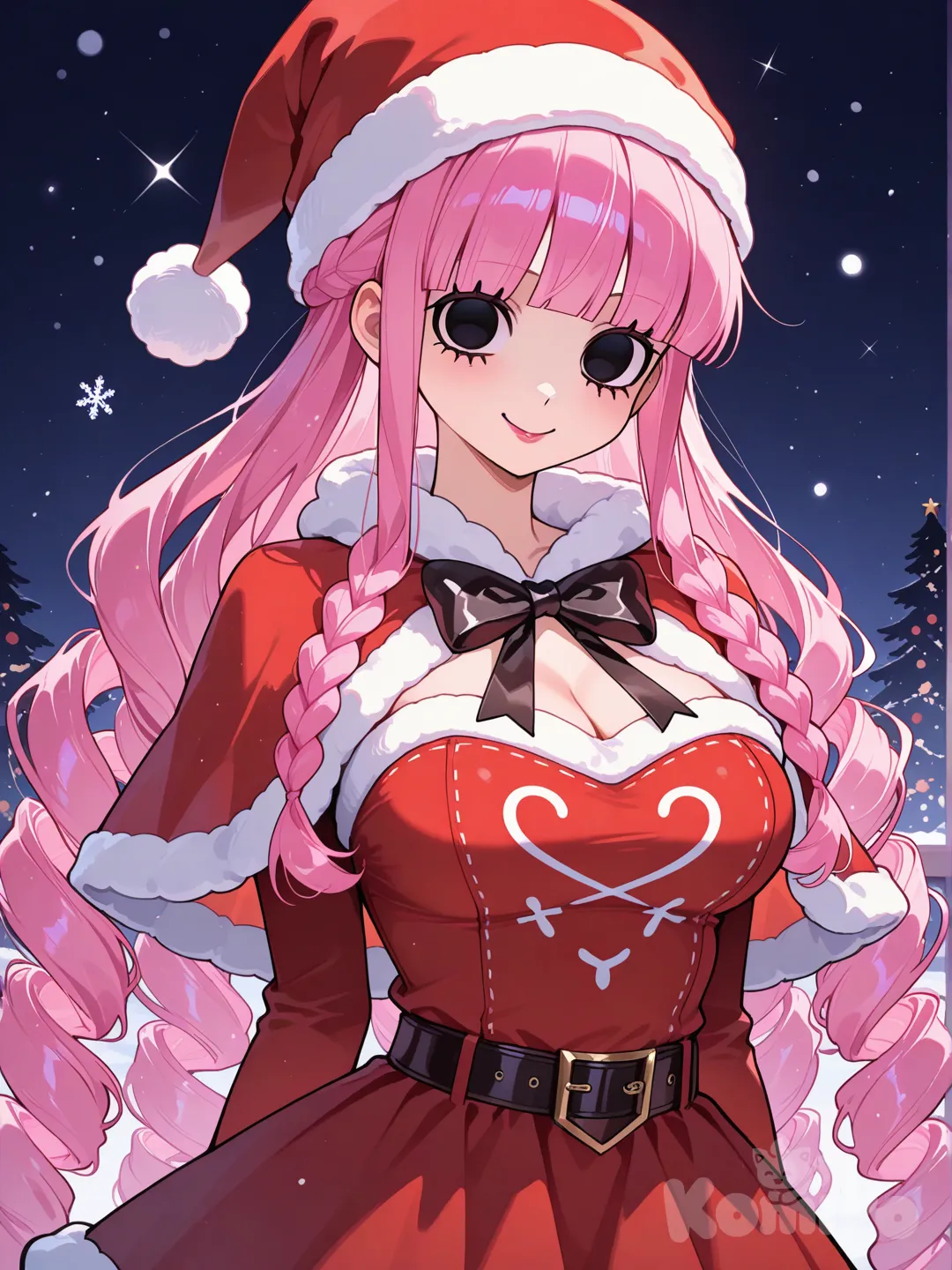 wearing Christmas clothes smiling, @Perona