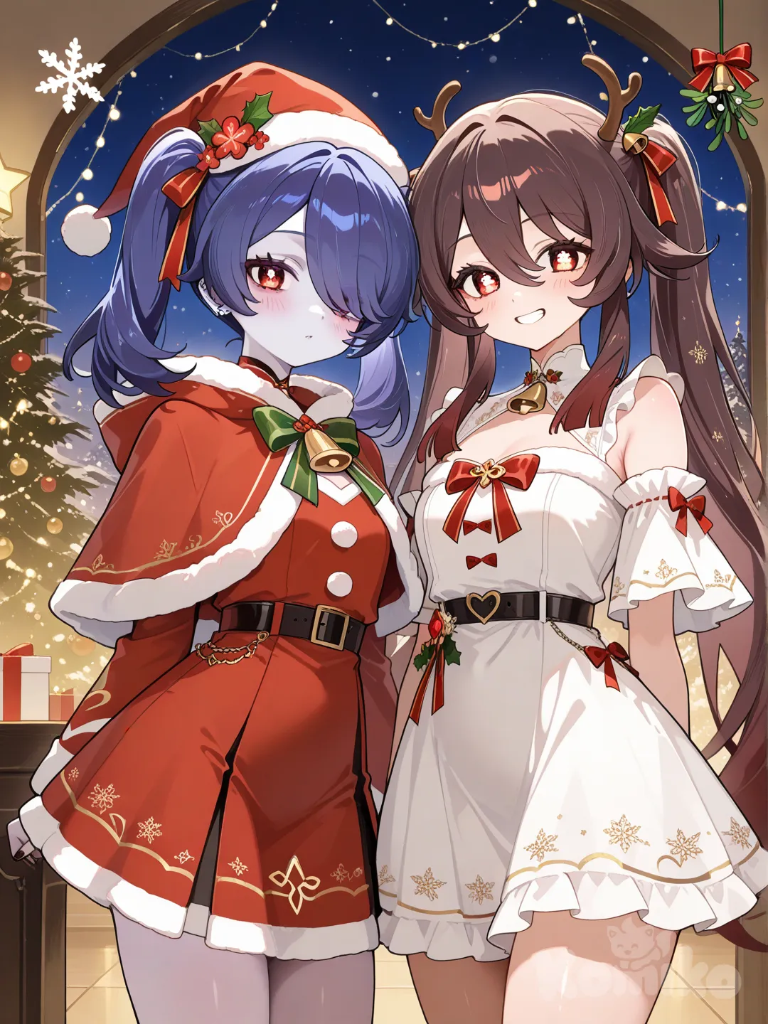 Squigly y Hu Tao (AU NAVIDEÑO)