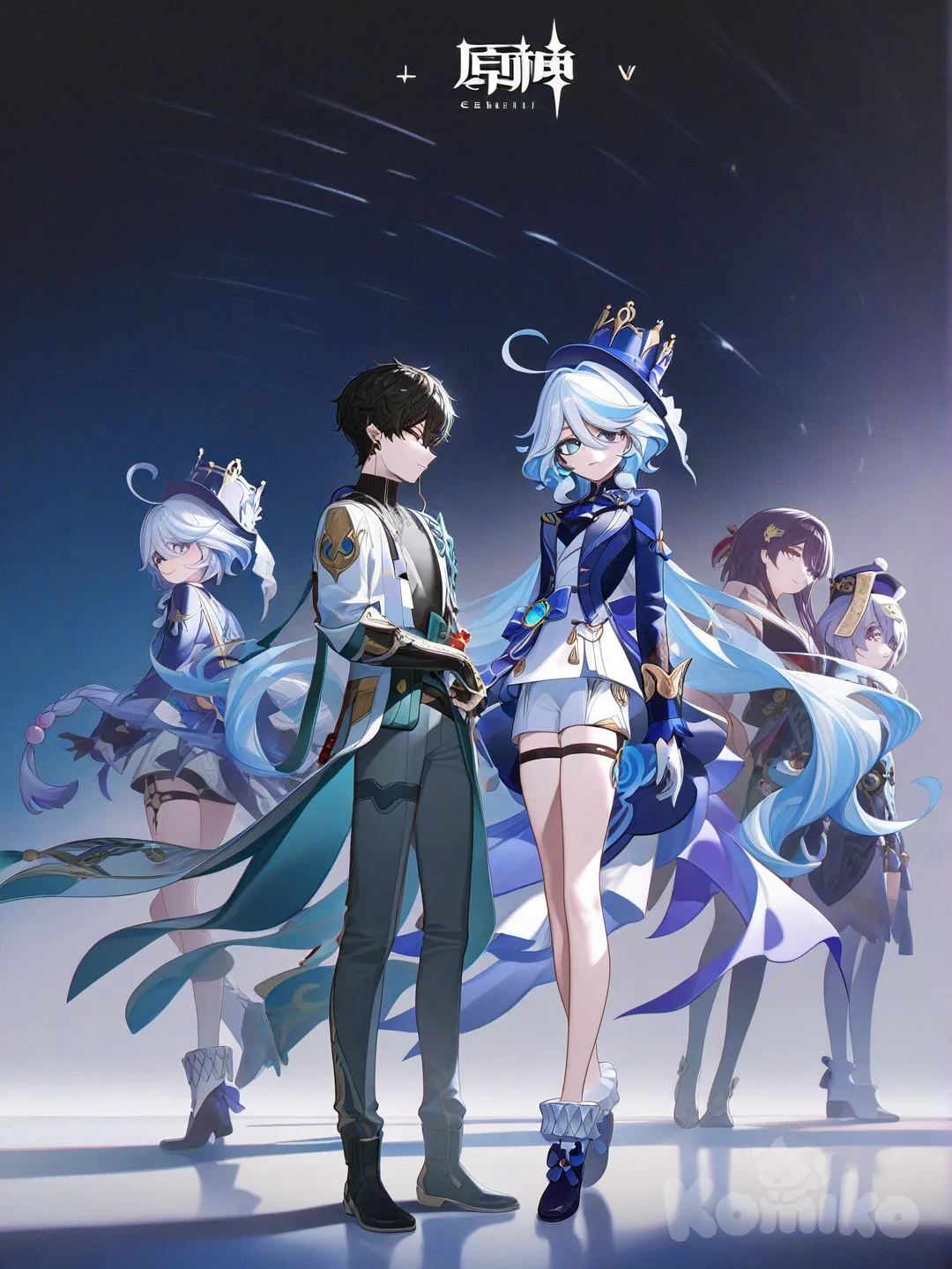 @Dan_Heng_(Honkai:Star_Rail), [high-contrast-glossy-style], @Furina_(Genshin_Impact), @Qiqi_(Genshin_Impact)