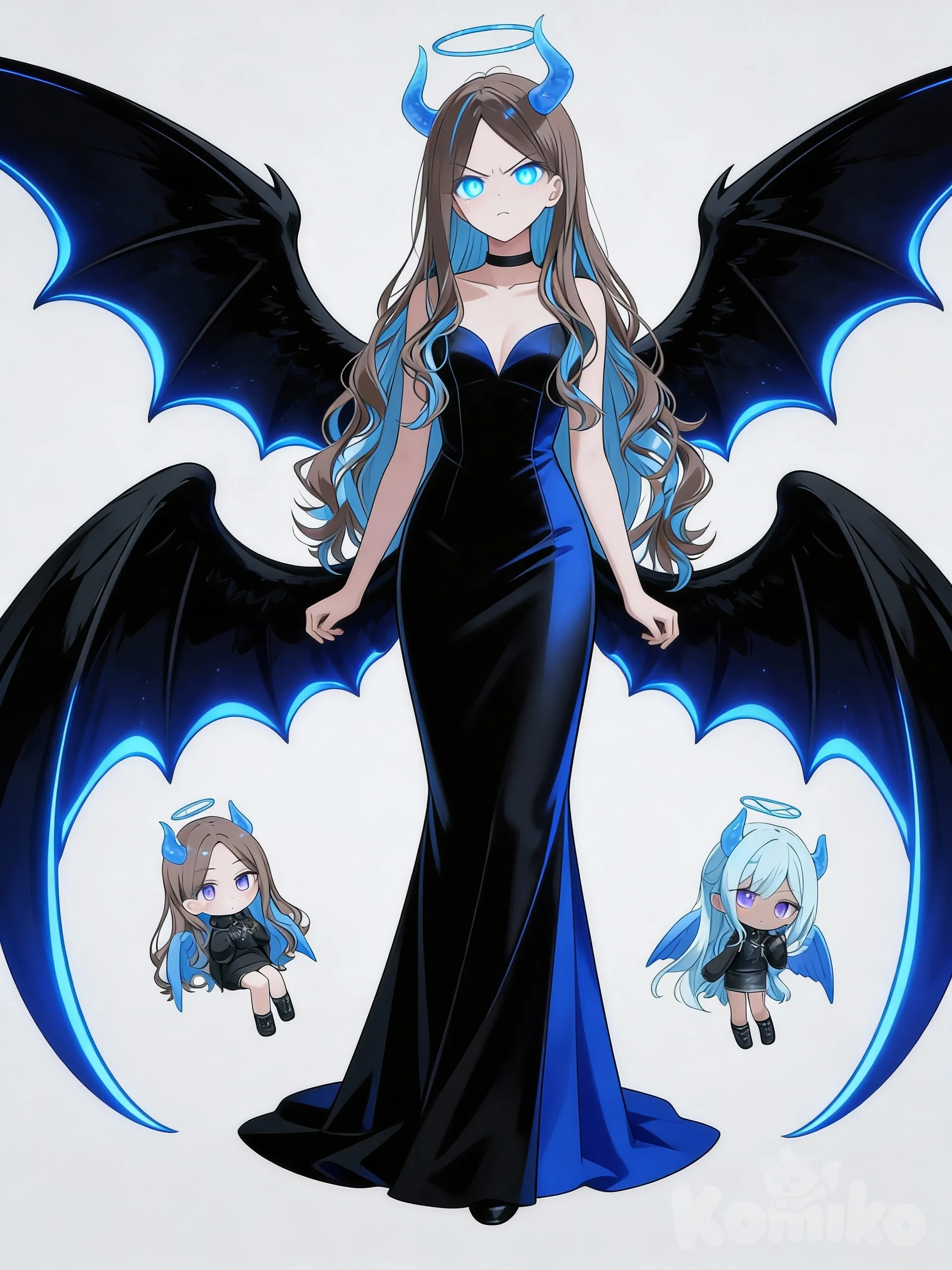 @elora-everfield-uAPh she gets angry and some of her features change, her wings turn black with a blue glow, her eyes glow, and her outfit changes to a black and blue evening dress, her wings unfurl all the way to be 3 times bigger than her