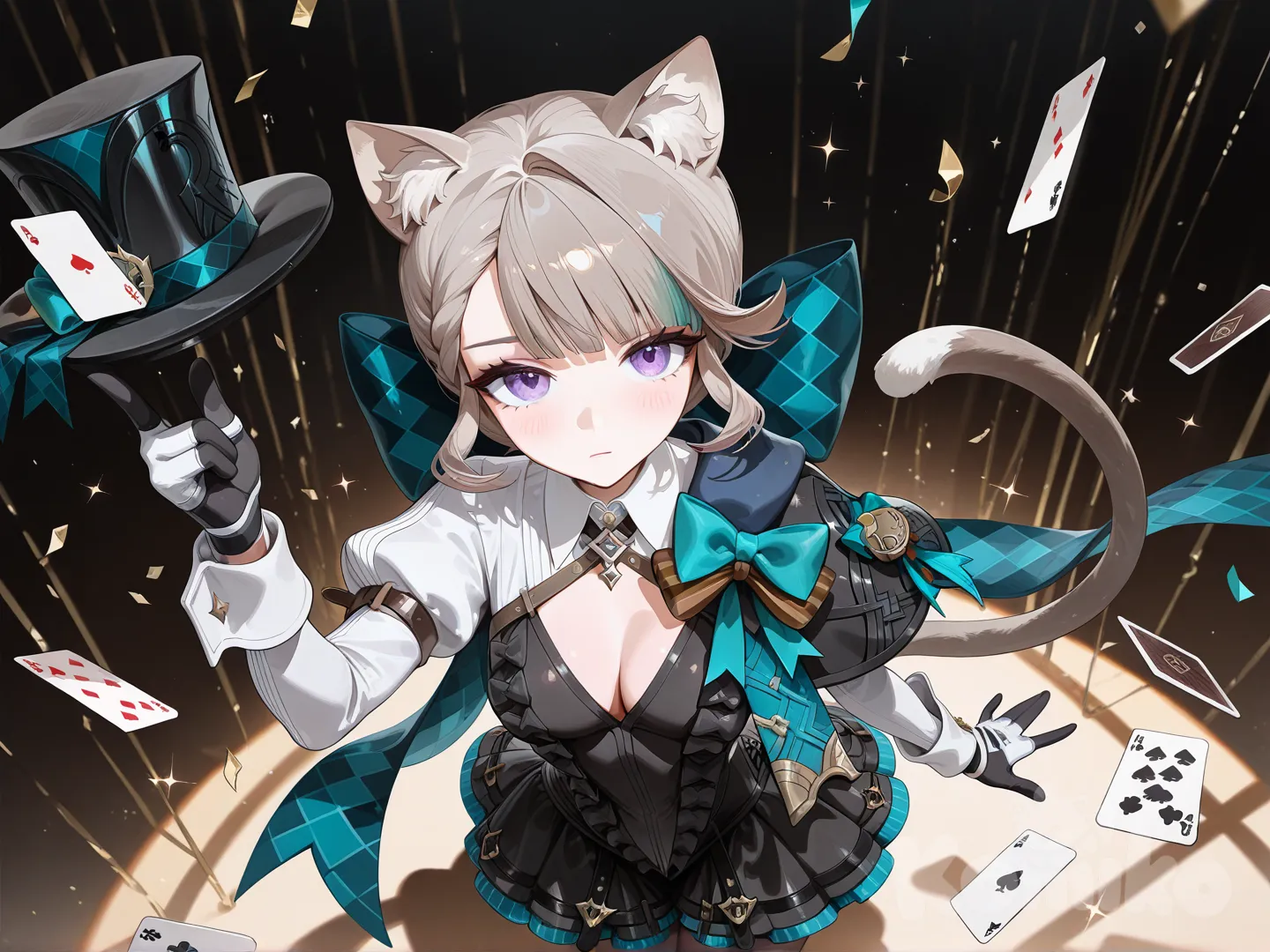 Lynette practicando trucos de magia