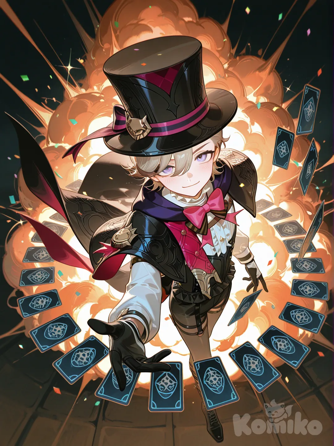 Lyney_(Genshin_Impact) show de magia