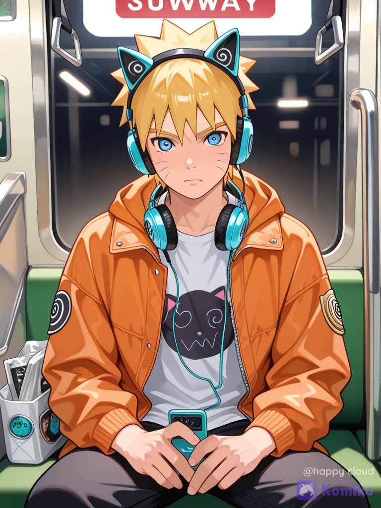 @Uzumaki_Naruto, headphones, subway