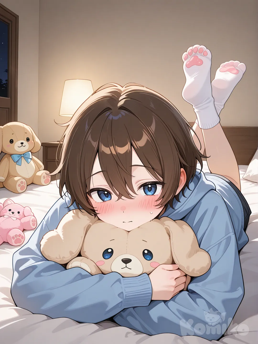 femboy hugging puppy plush :3