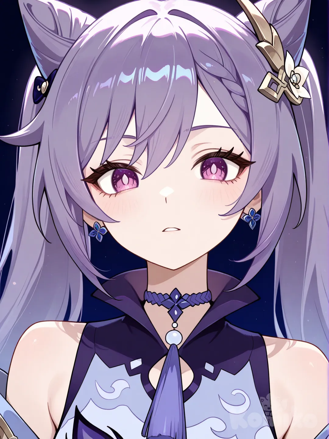 anime girl, beautiful face, Keqing (Genshin Impact)