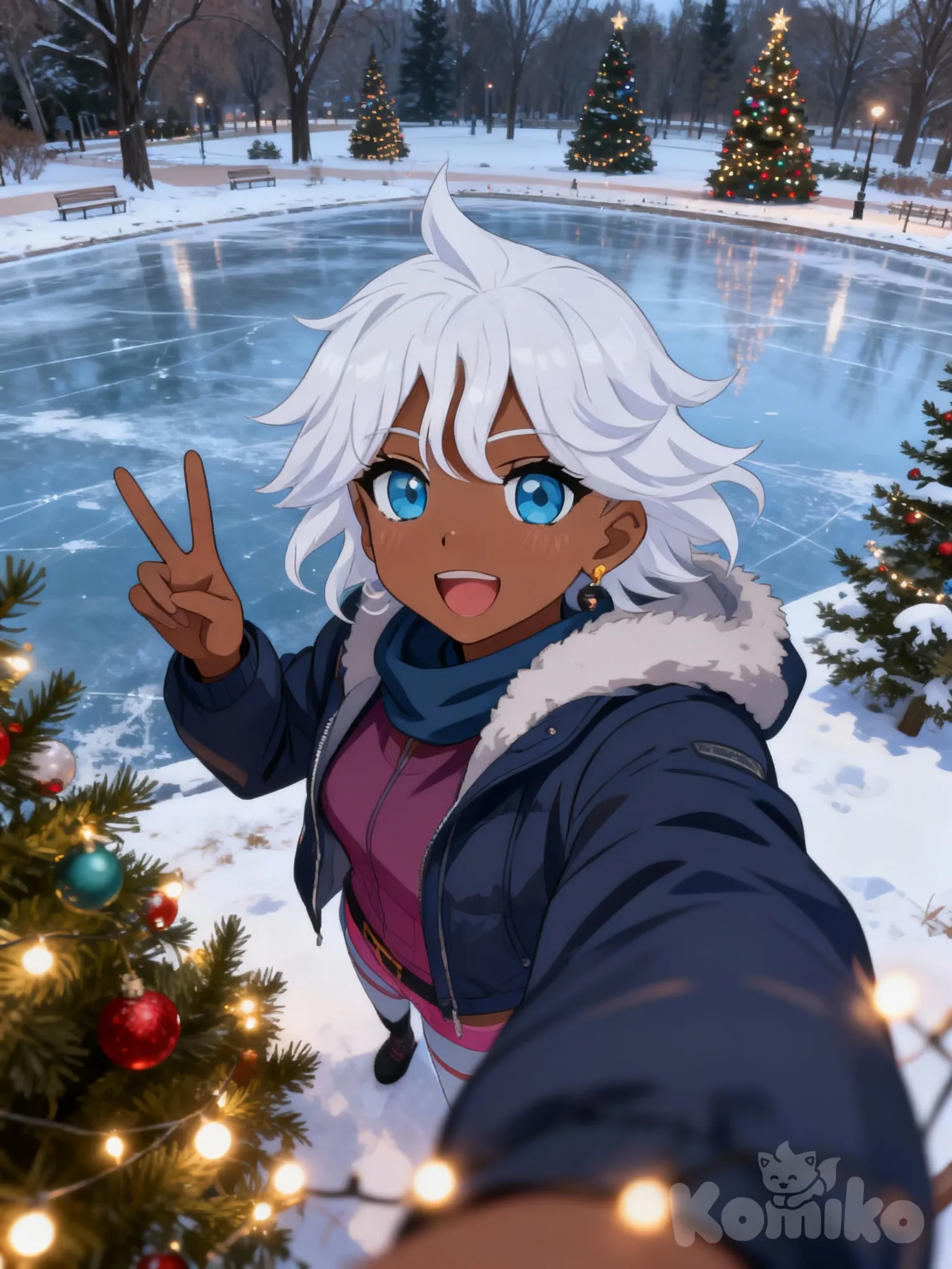 F4ny in a park posting for her's social media