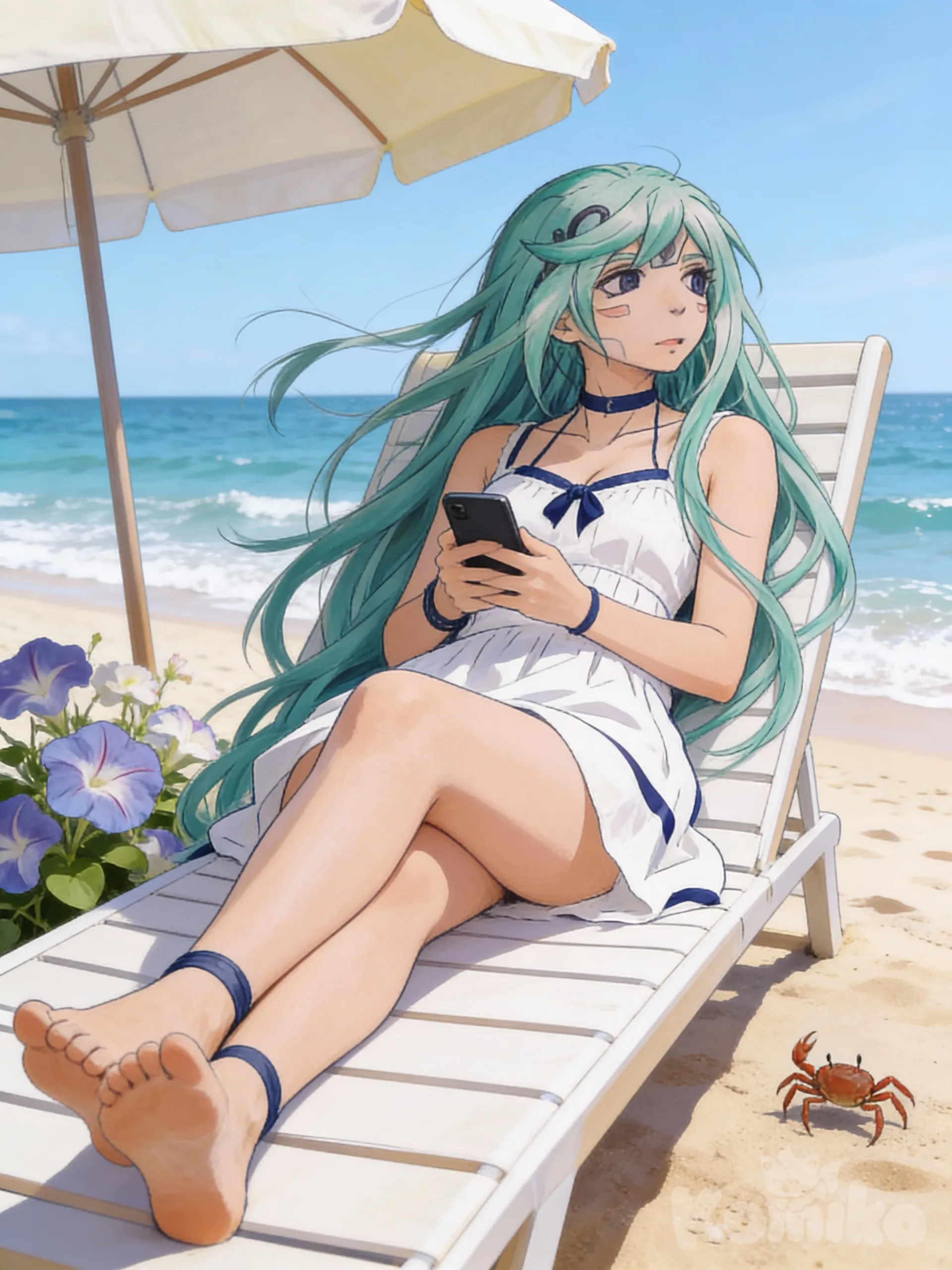 Mika-002 : The Robot Girl in a Pacific beach.