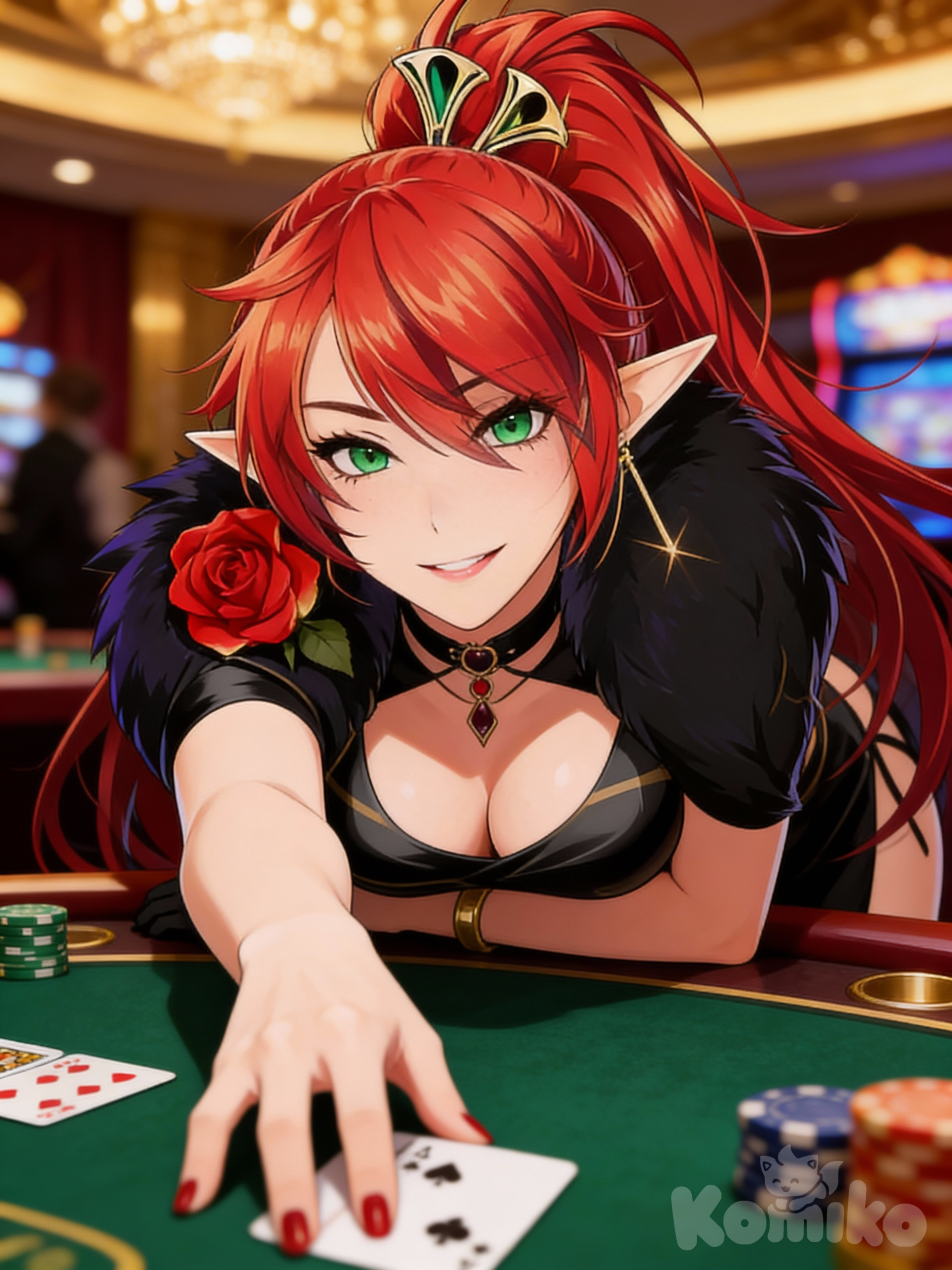 Valentine : Night play in her casino.
