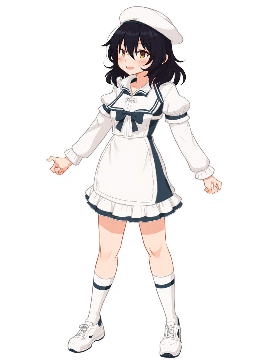 single character, full body, looking at viewer, anime style, simple background, white background