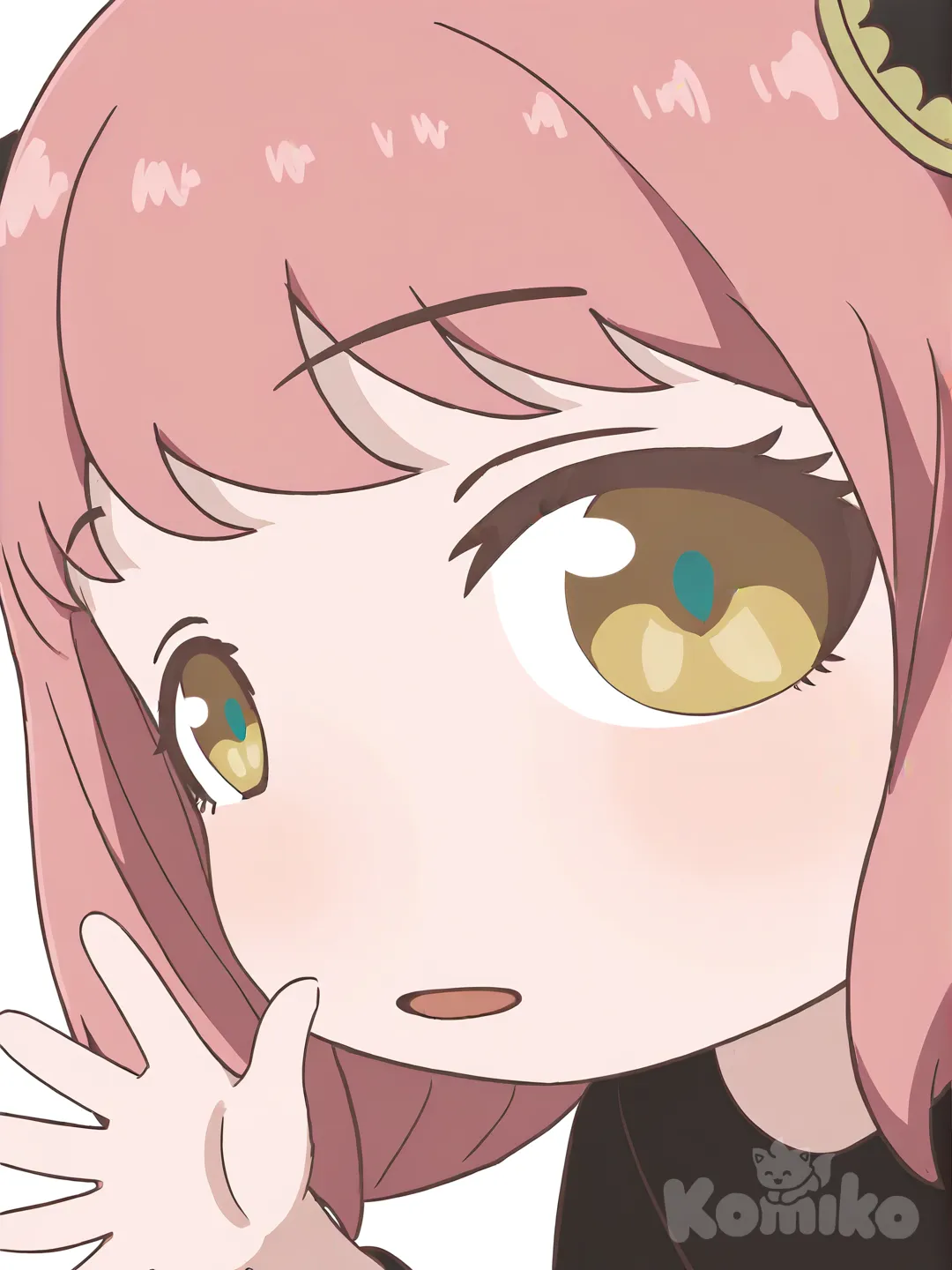 @Anya_(Spy_X_Family), [close-look-style], waving, singing, t-shirt, headshot