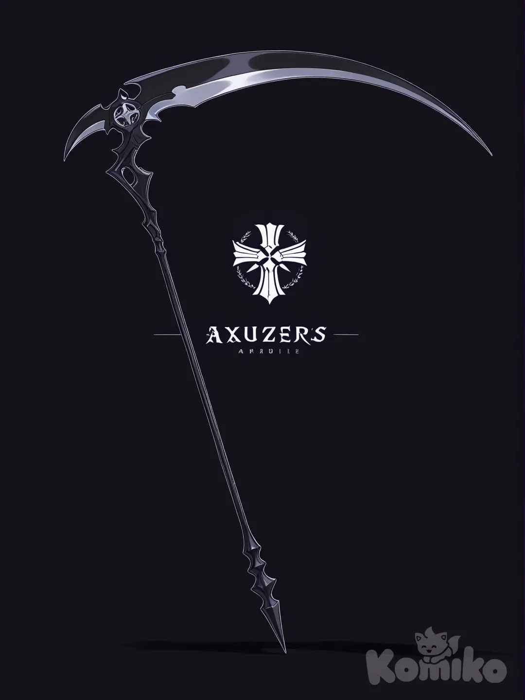 Black scythe, logo, shadow