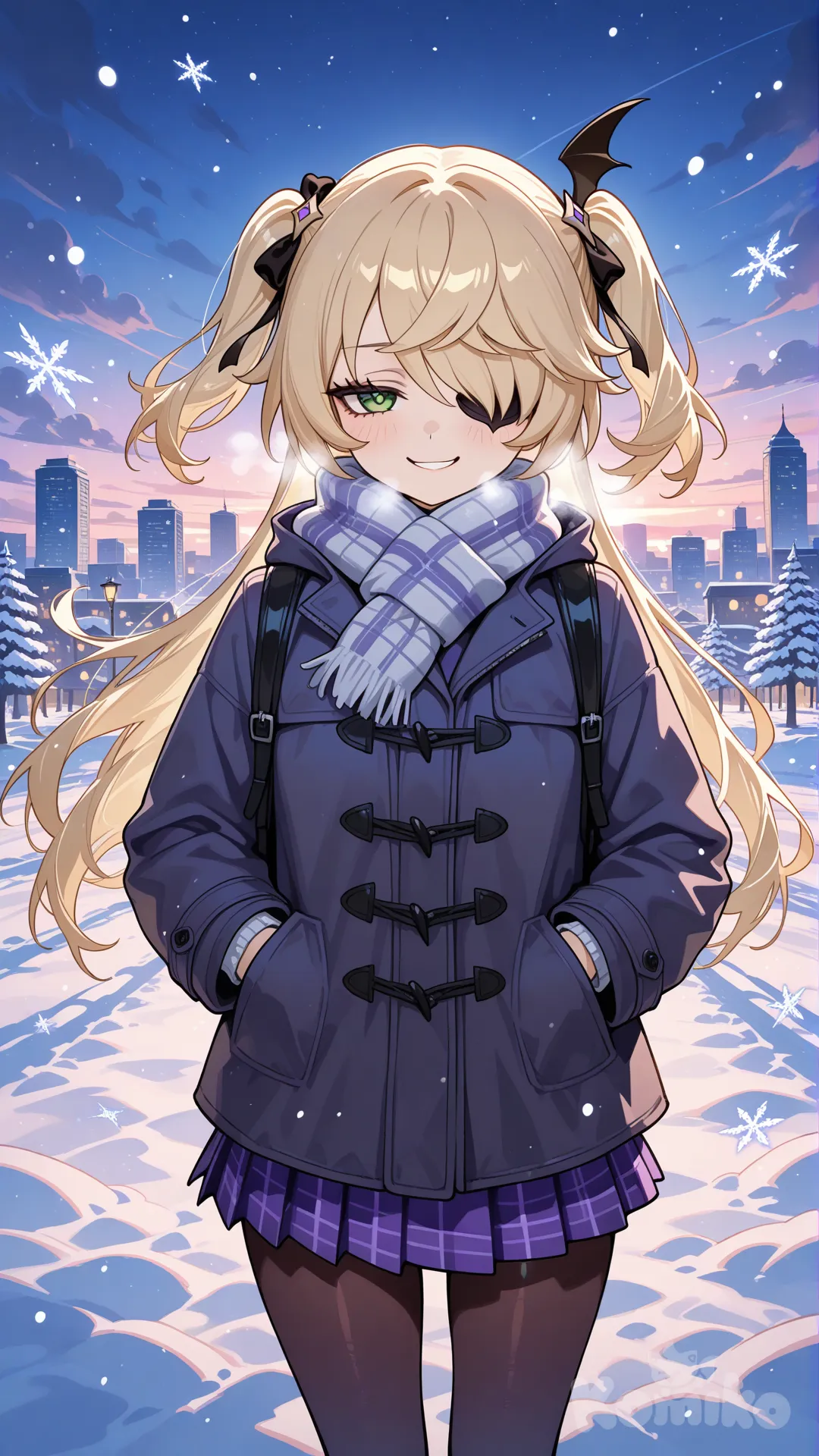 @Fischl_(Genshin_Impact) Snowy Day Dusk